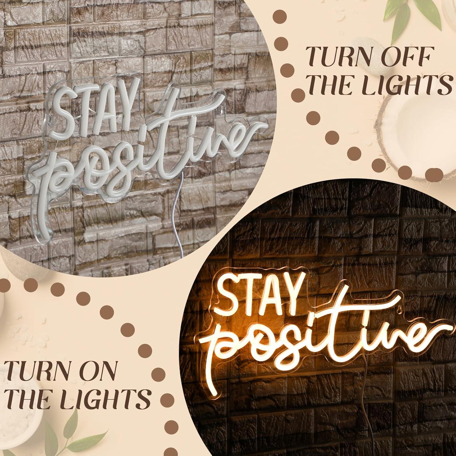 Letrero de Luz LED Neon Hoolerry 40x21 cm Mantente Positivo