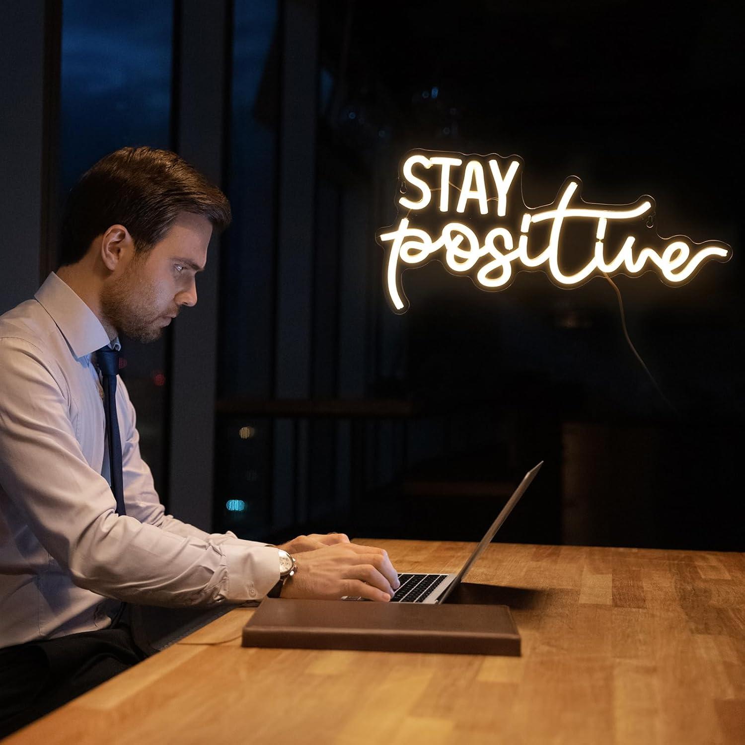 Letrero de Luz LED Neon Hoolerry 40x21 cm Mantente Positivo