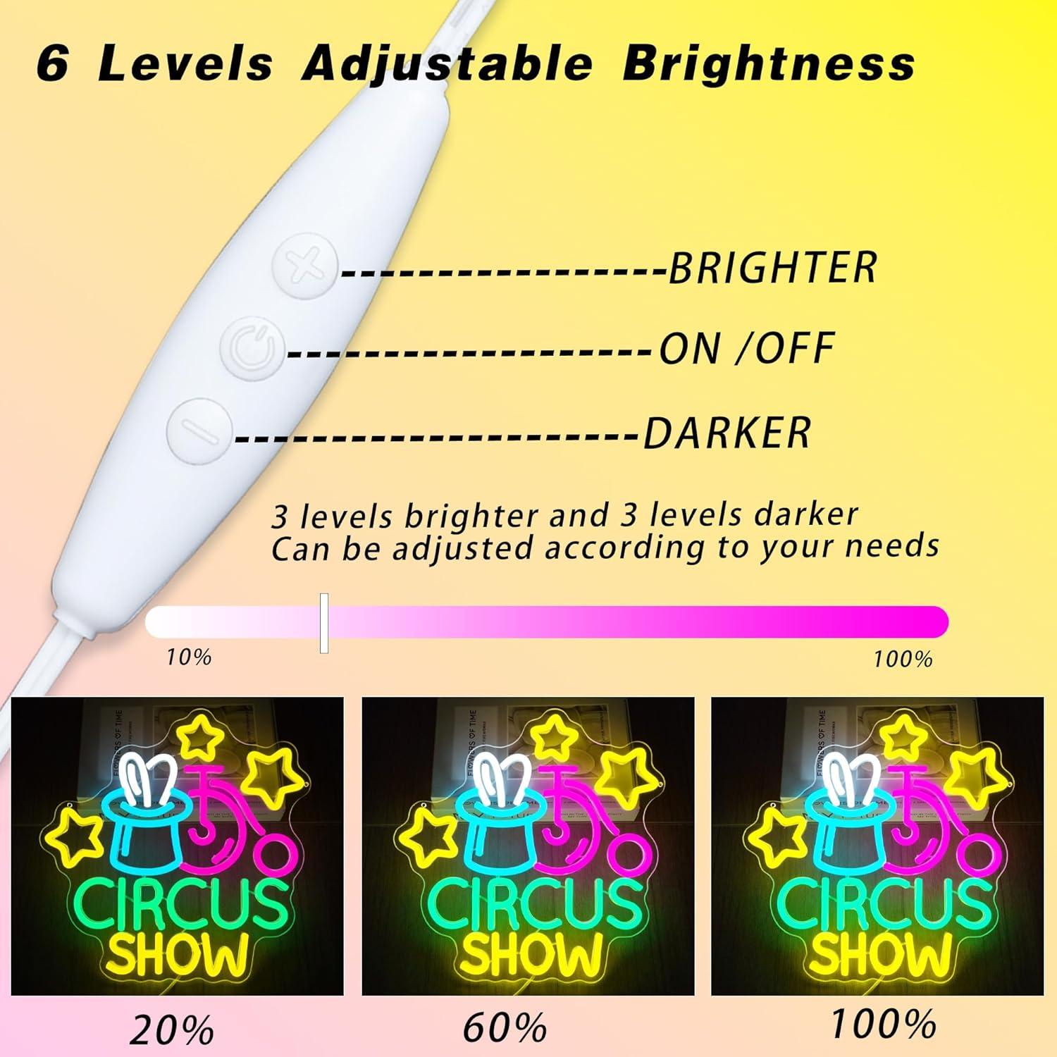 Cartel de Neón Espectáculo de Circo JNIXASART 31.75x32cm