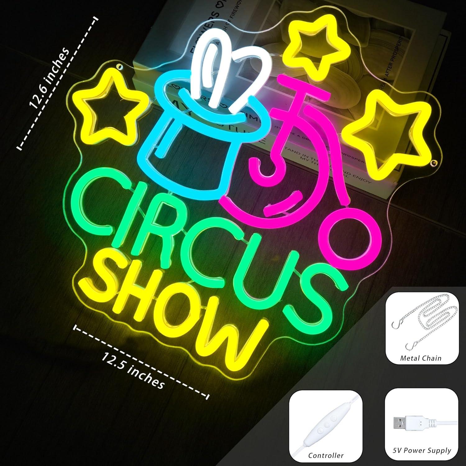 Cartel de Neón Espectáculo de Circo JNIXASART 31.75x32cm