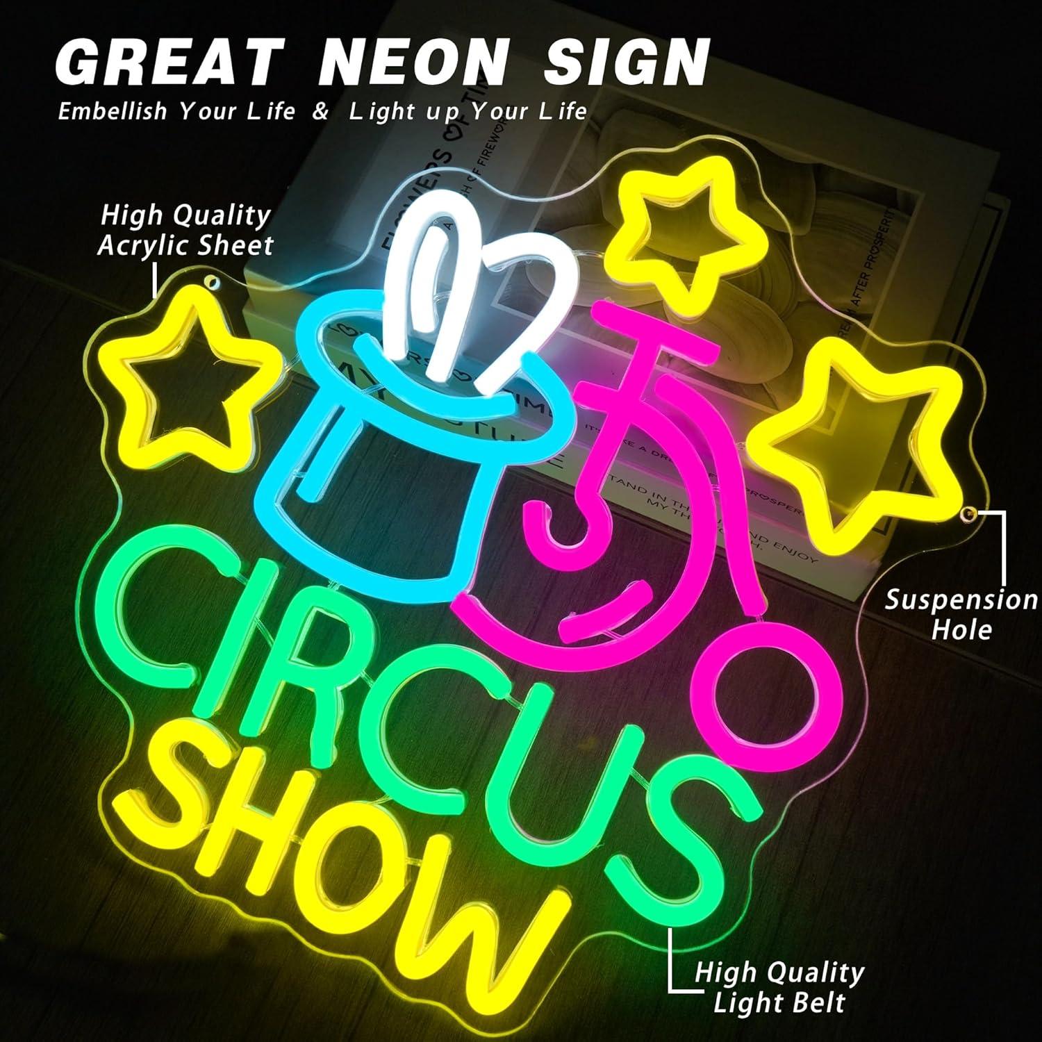 Cartel de Neón Espectáculo de Circo JNIXASART 31.75x32cm