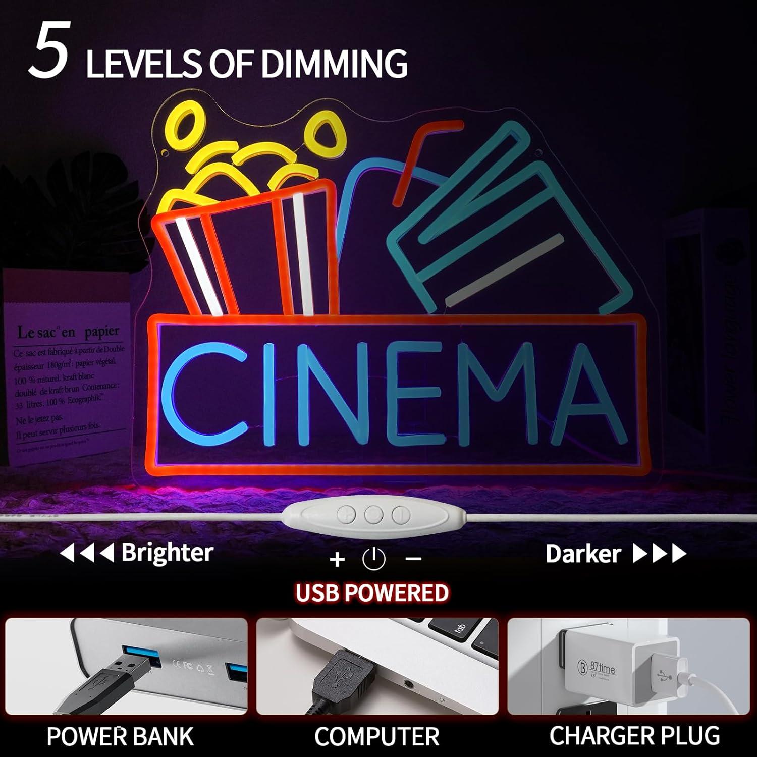 Cartel de Neón LED Regulable Cine Runalosa 40x31 cm