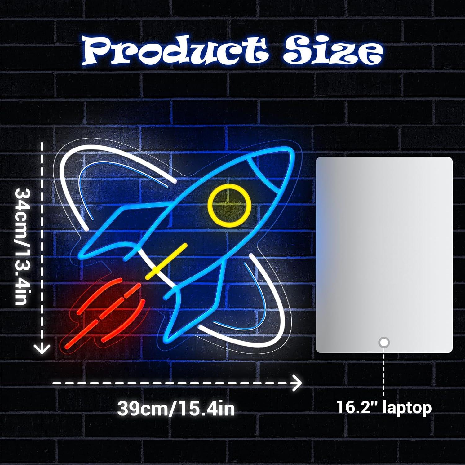 Cartel de Neón Cohete Azul LED Dimmable para Pared