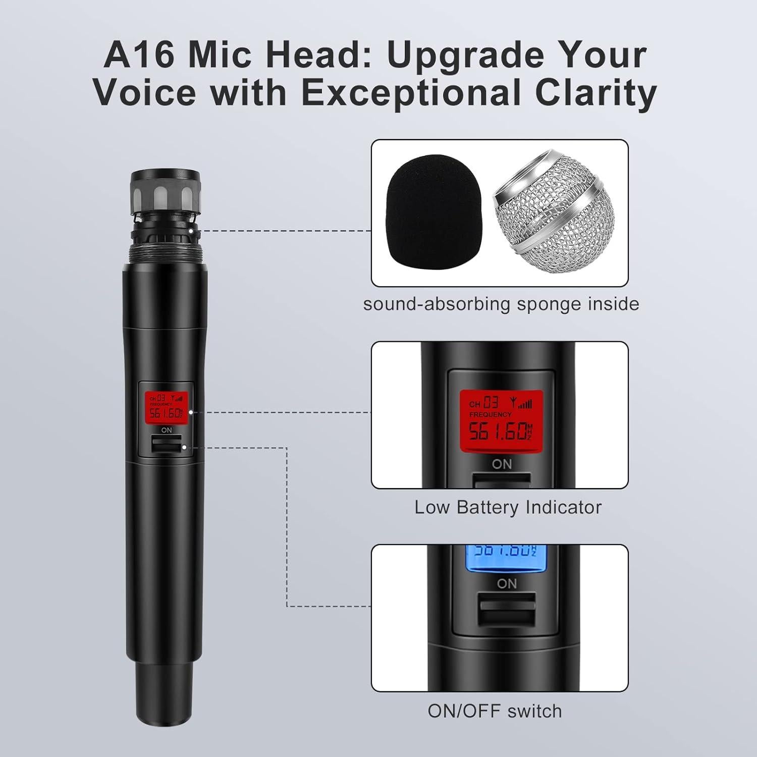 Sistema de micrófono inalámbrico 4 canales Innopow WM400BH