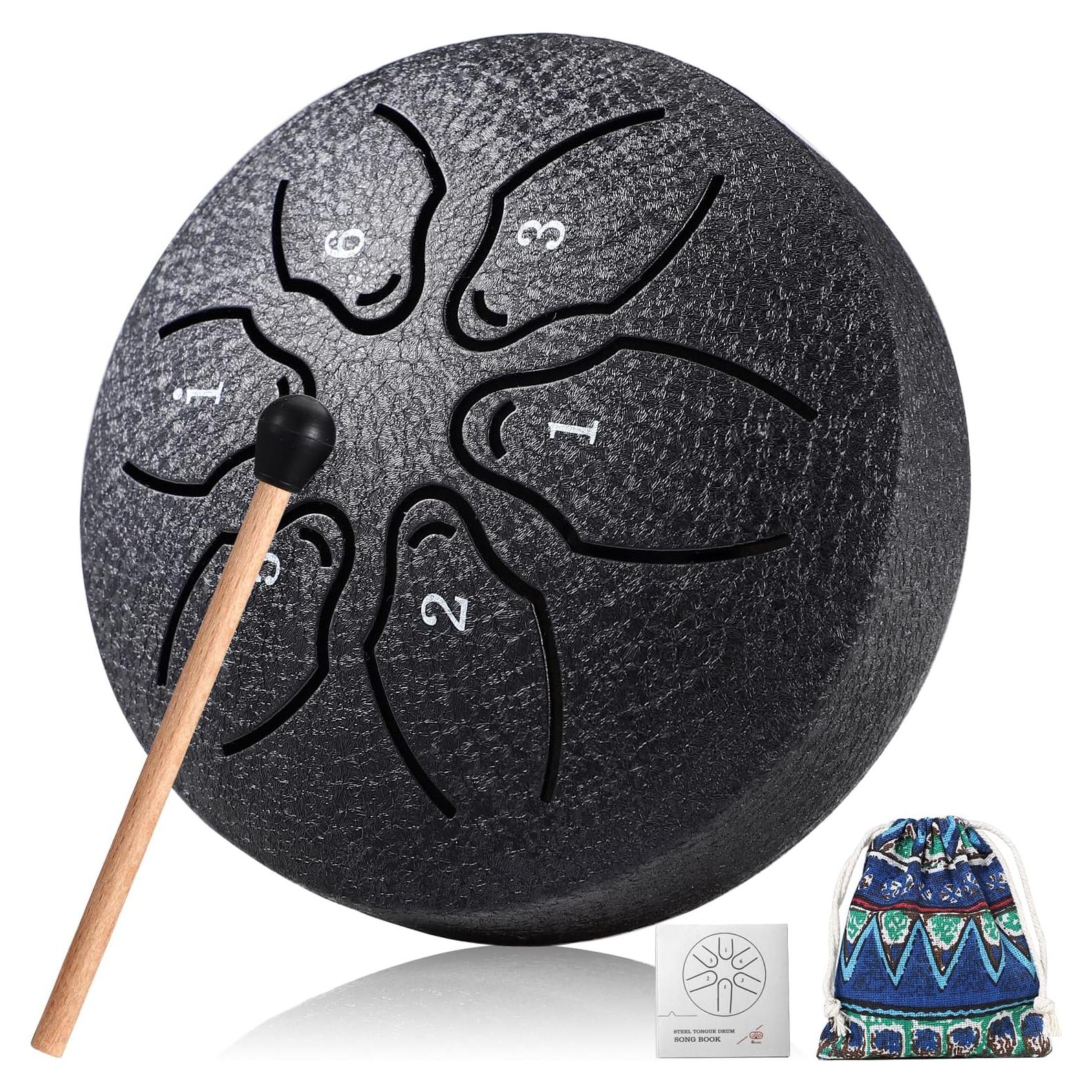 Tambor de Lluvia Facmogu 6 Notas 7.6 cm Negro con Accesorios