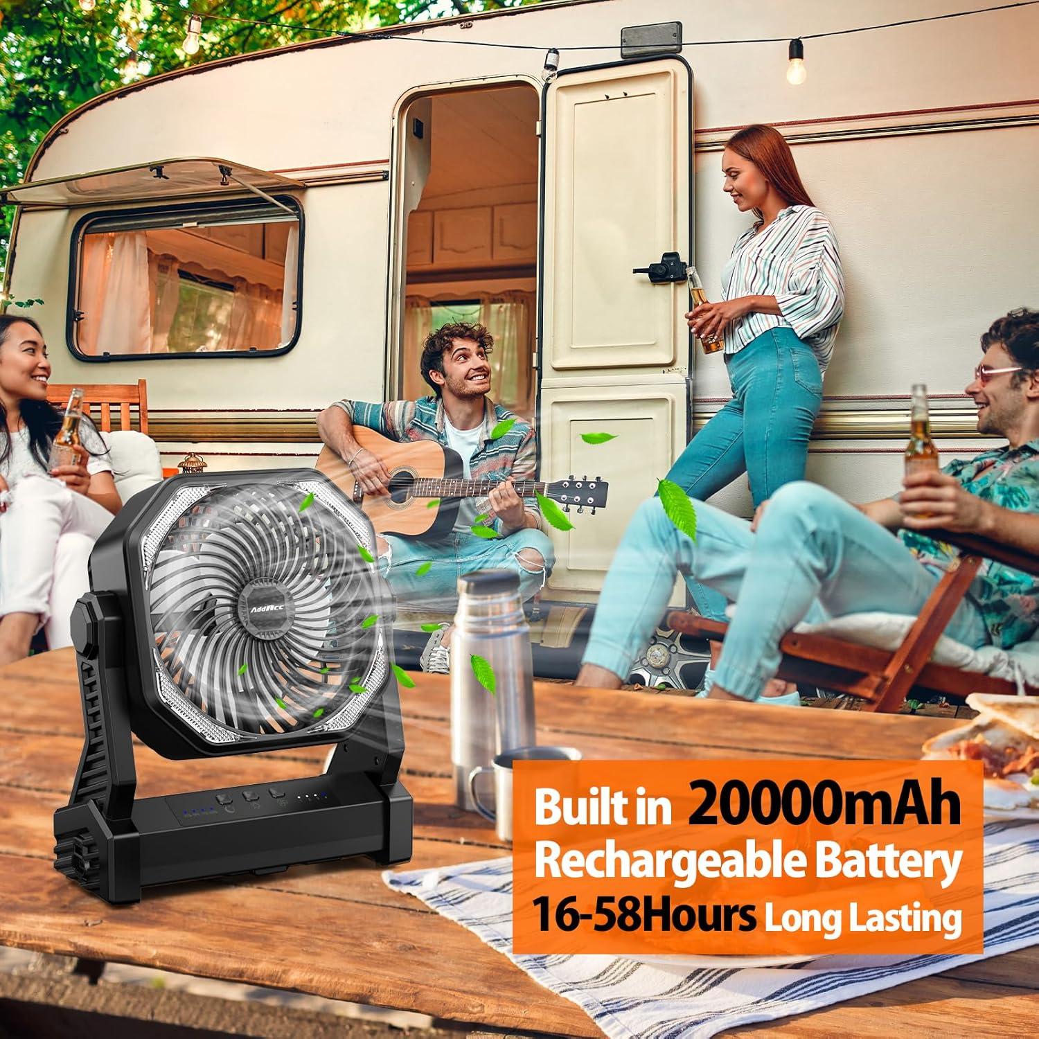 Ventilador de Camping AddAcc D10 20000mAh Recargable 58h