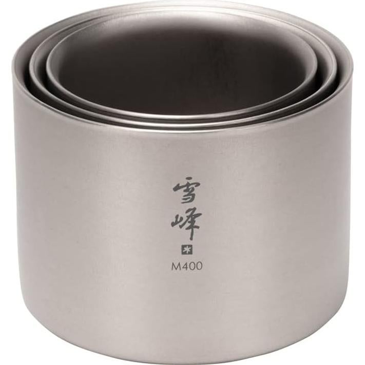 Taza Apilable de Titanio Doble Pared Snow Peak 400ml Gris