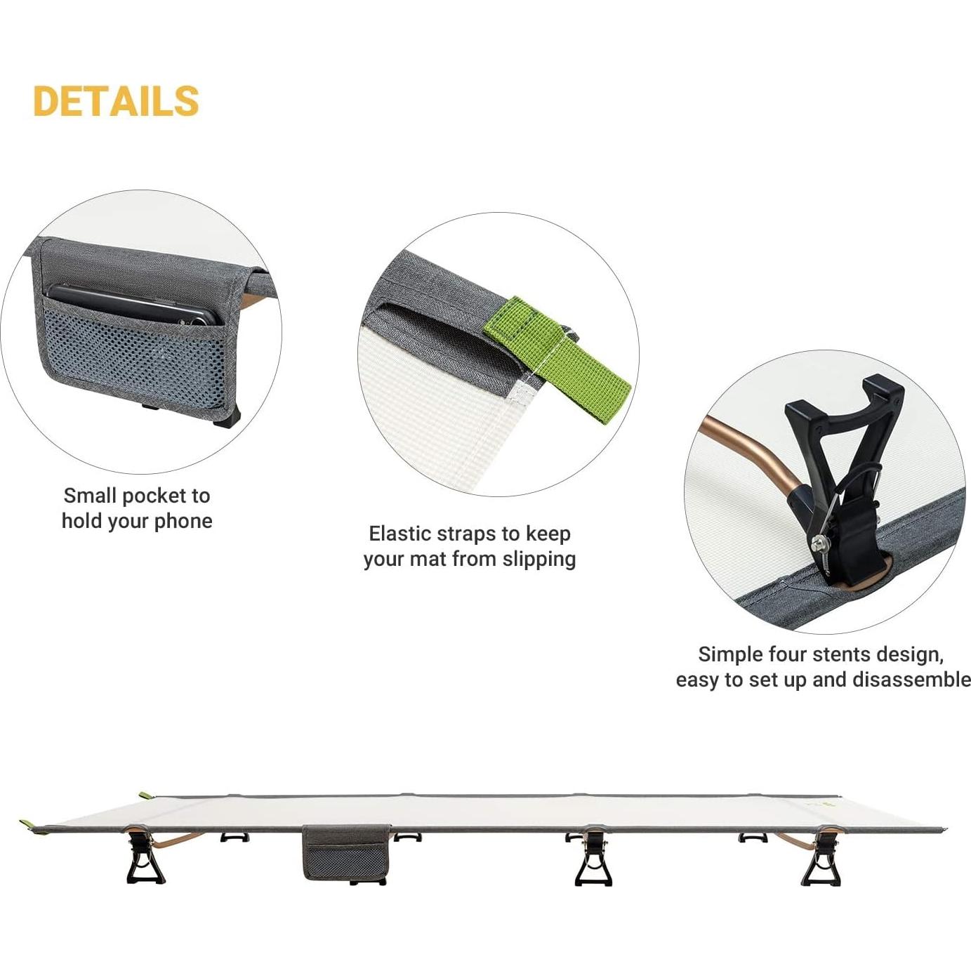 Cama Plegable Ultraligera ATEPA Beige 190.5x63.5cm 1.9kg