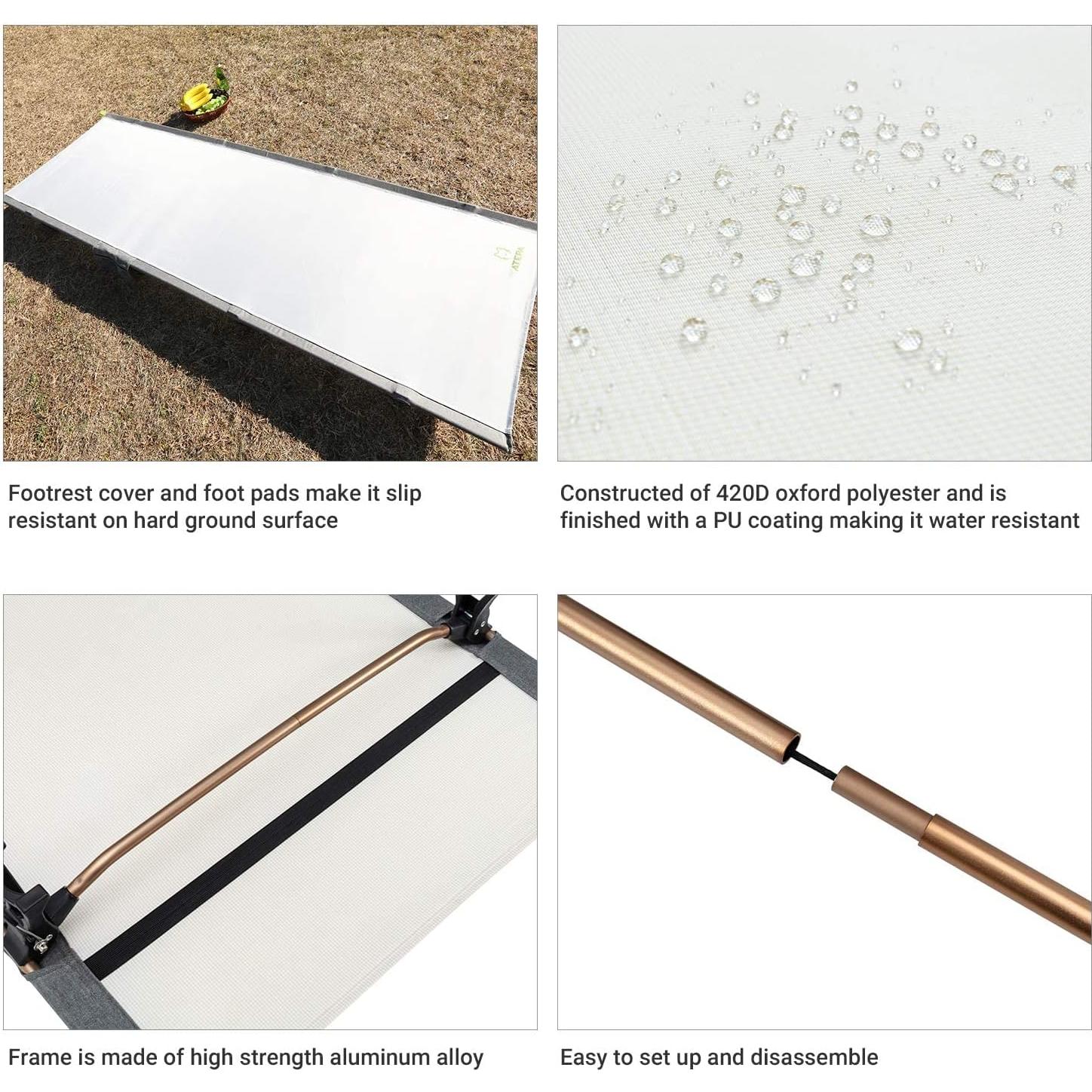 Cama Plegable Ultraligera ATEPA Beige 190.5x63.5cm 1.9kg