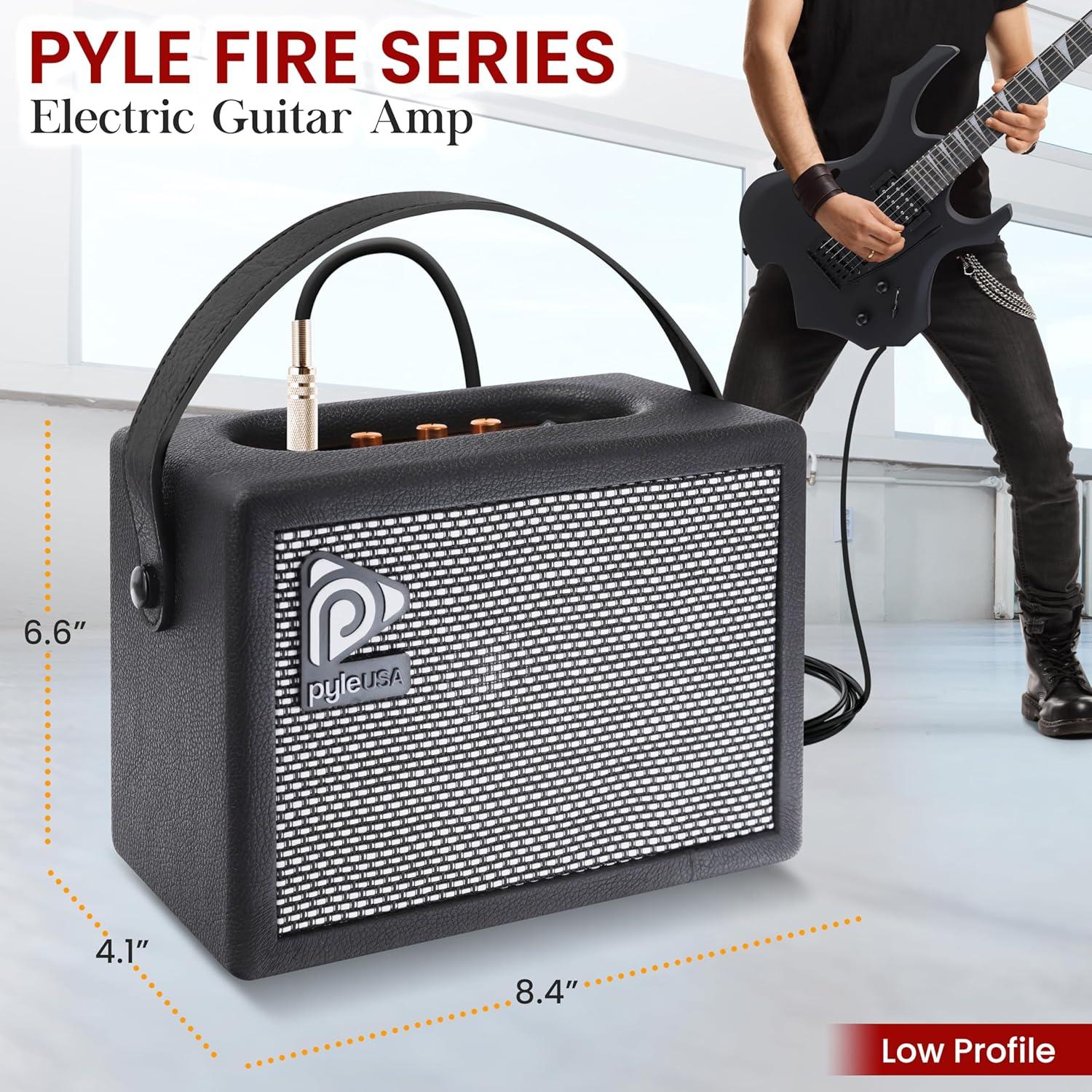 Amplificador de guitarra eléctrica portátil Pyle PGTAMPL232BK 5'' HD