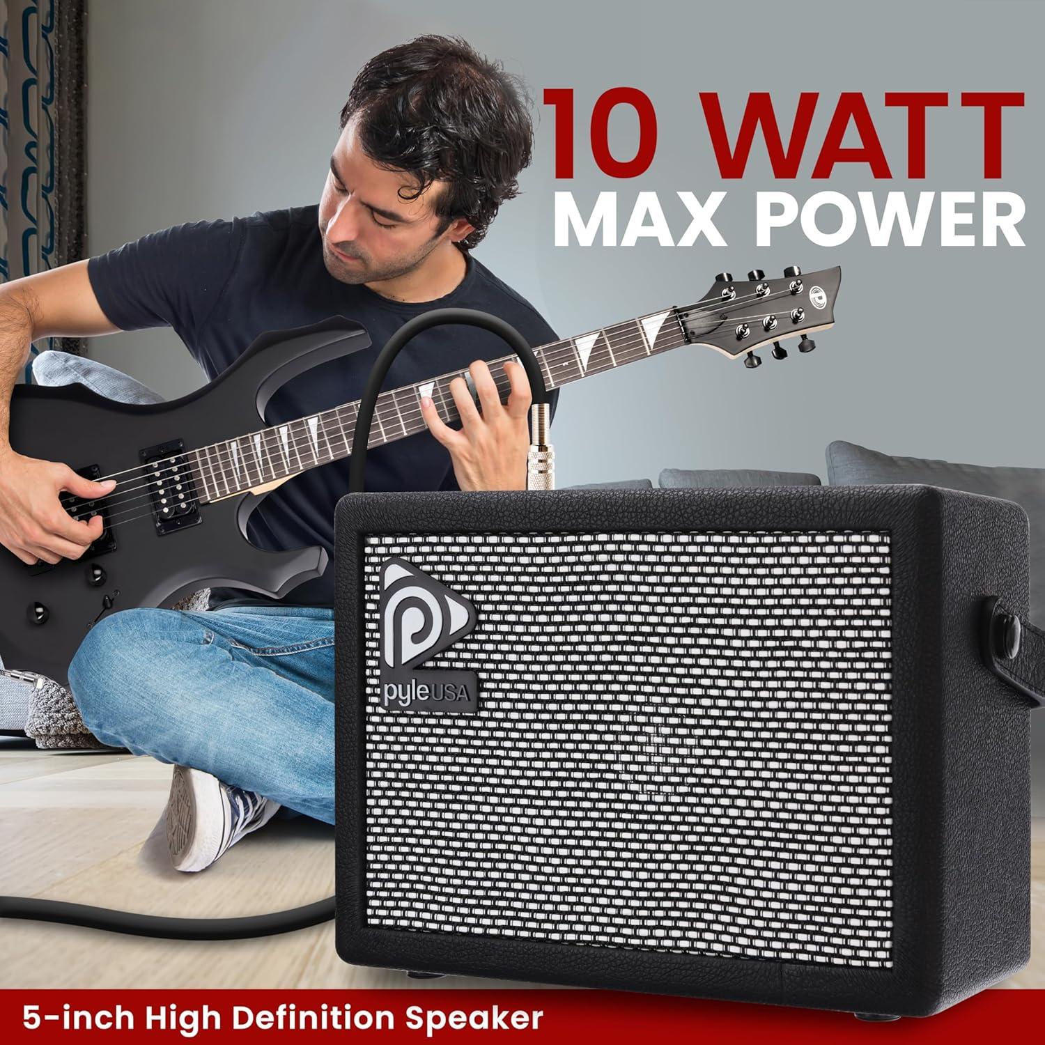 Amplificador de guitarra eléctrica portátil Pyle PGTAMPL232BK 5'' HD