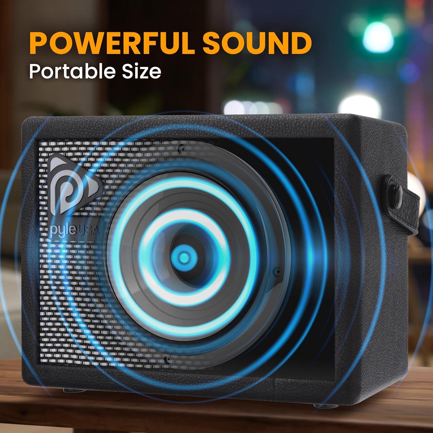 Amplificador de guitarra eléctrica portátil Pyle PGTAMPL232BK 5'' HD