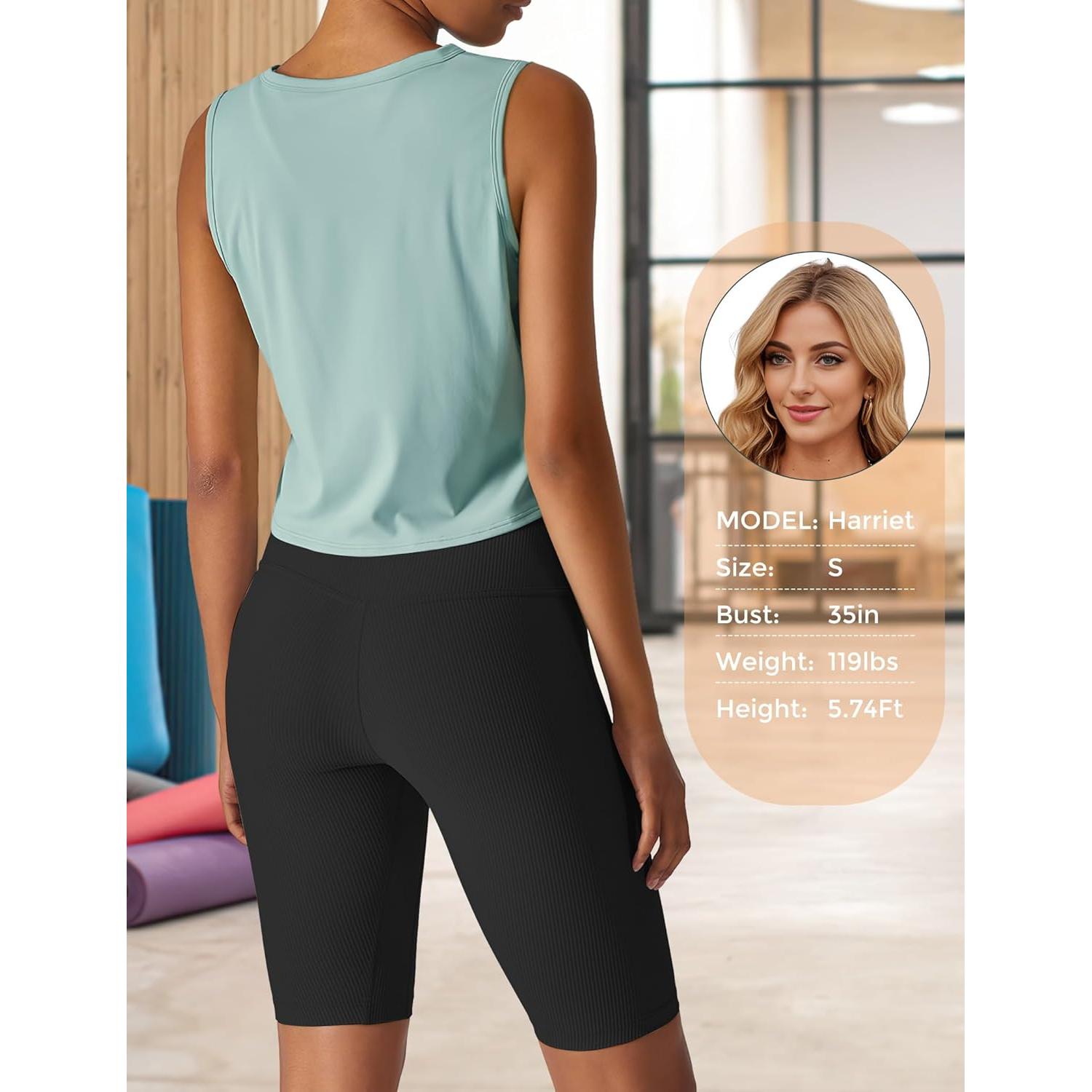 Camiseta sin mangas de seda helada para mujer Verde Mediana