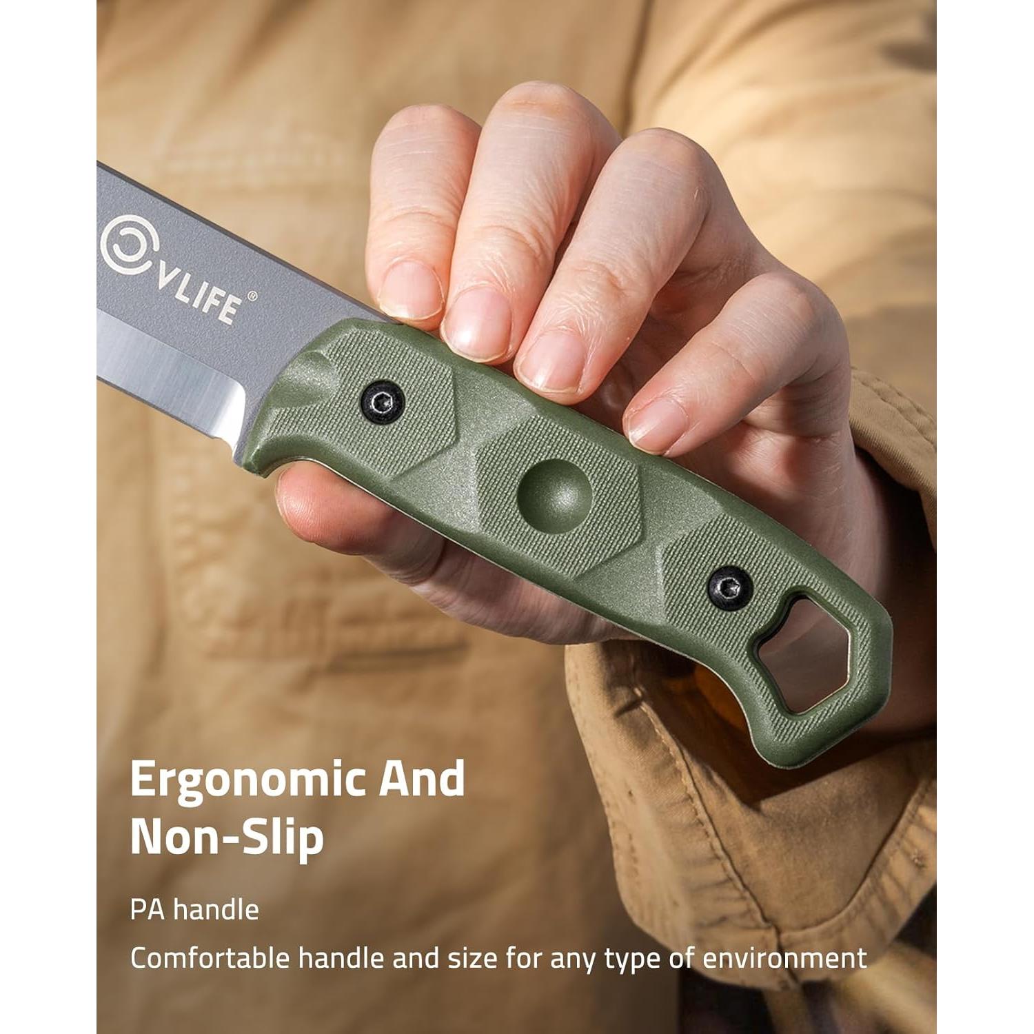 Cuchillo Fijo CVLIFE D2 Verde 25.7 cm con Funda