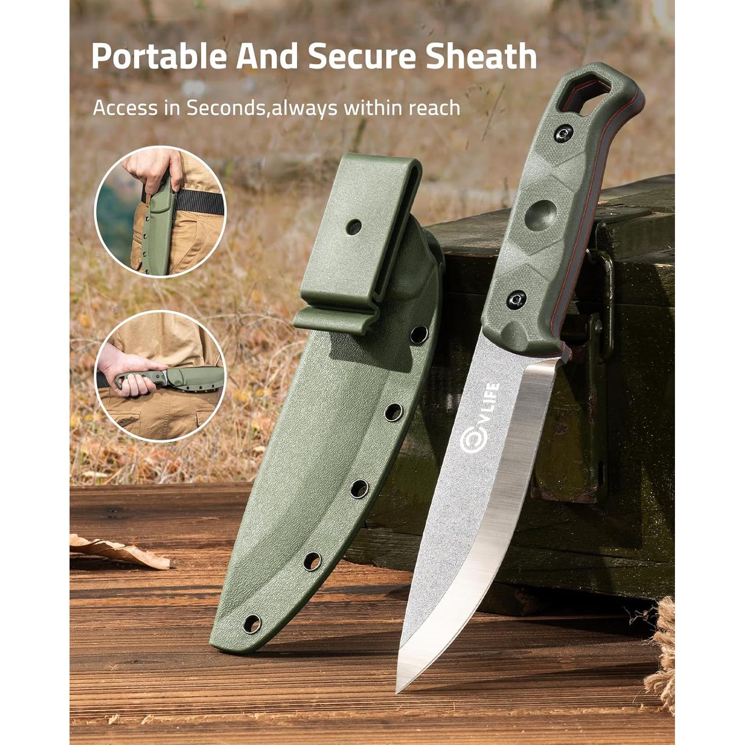 Cuchillo Fijo CVLIFE D2 Verde 25.7 cm con Funda