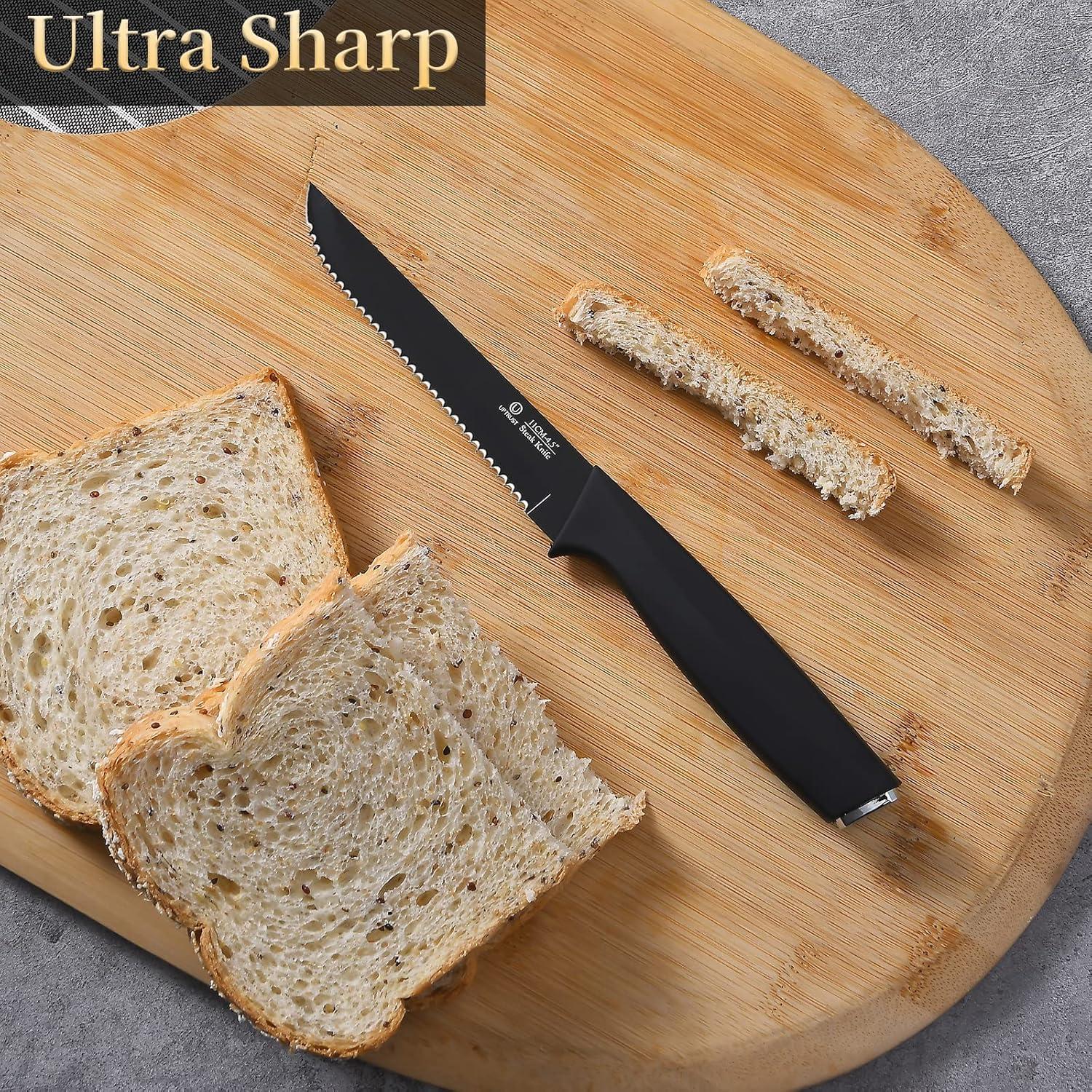 Juego de 6 Cuchillos de Carne UPTRUST - Acero Inoxidable Negro