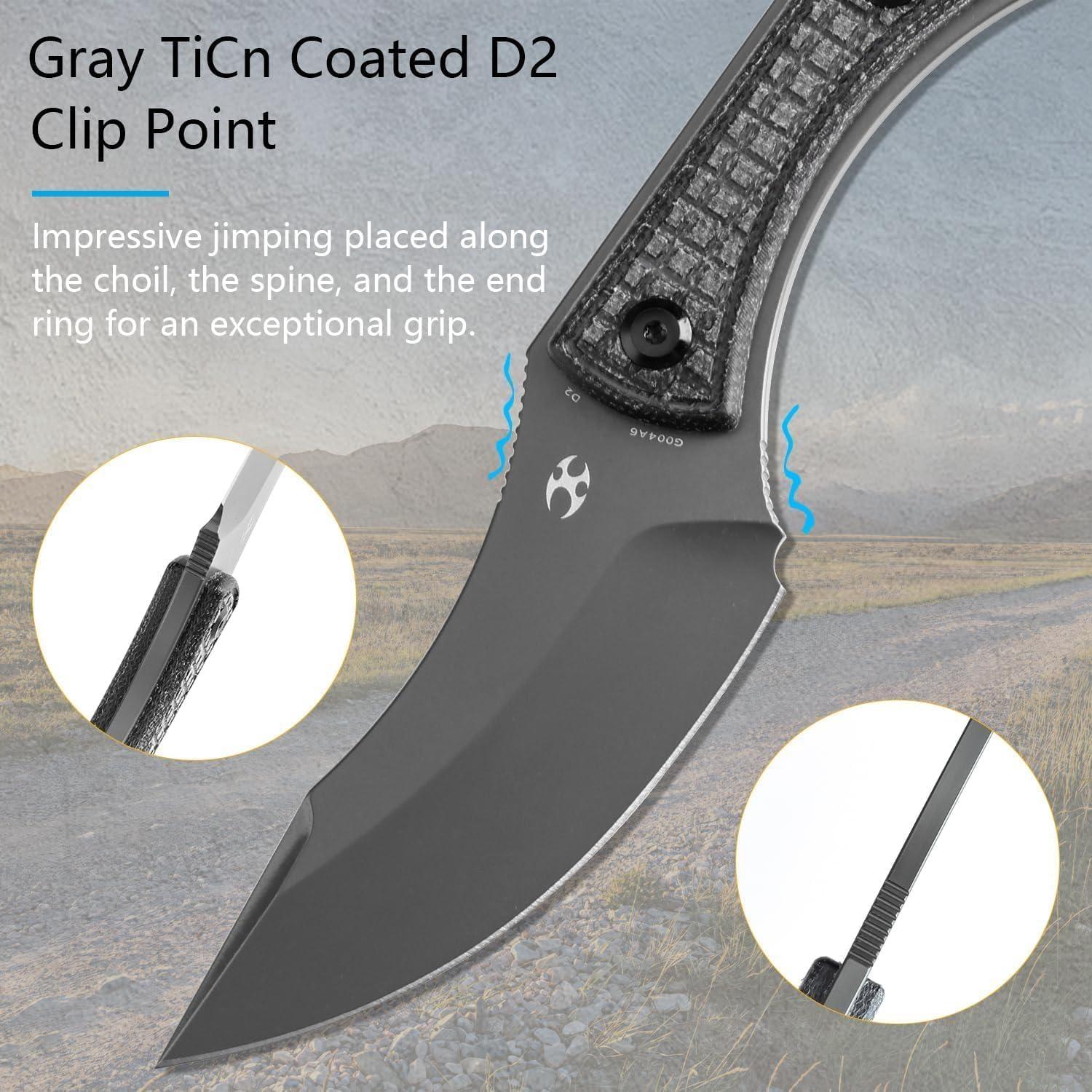 Cuchillo de hoja fija KANSEPT Niko D2 9 cm con funda Kydex