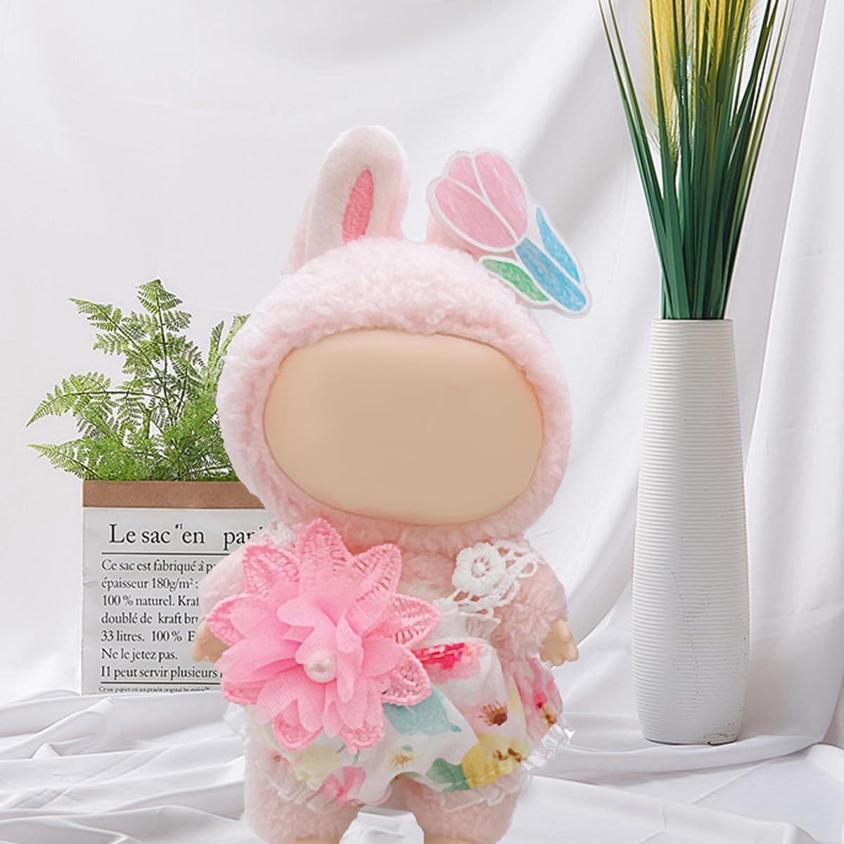 Conjunto de Ropa para Muñecas 17 cm Labubu Vestido Rosa