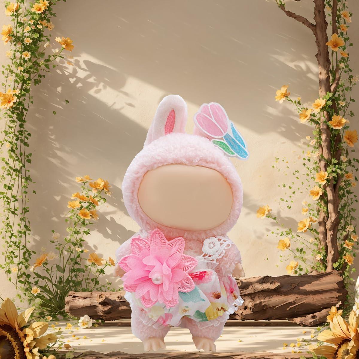 Conjunto de Ropa para Muñecas 17 cm Labubu Vestido Rosa