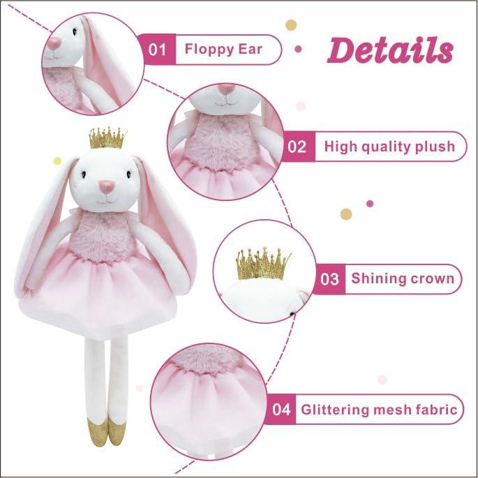 Conejo de Peluche Rosa Mikee Fluffie 39.9 cm Princesa