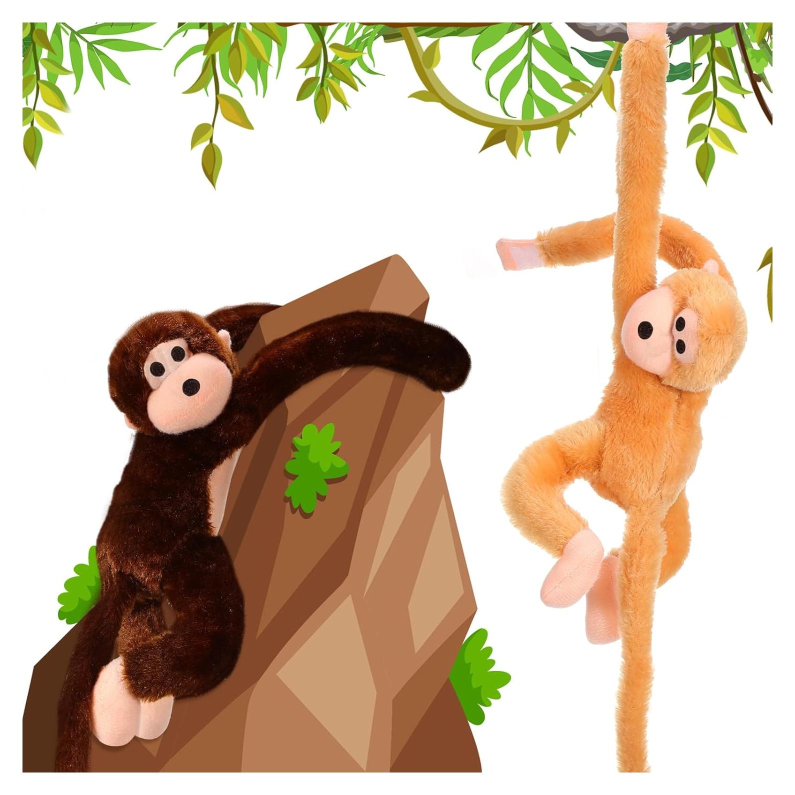 Mono de Peluche Colgante Chivao 50 cm - 2 Pcs Marrón y Caqui