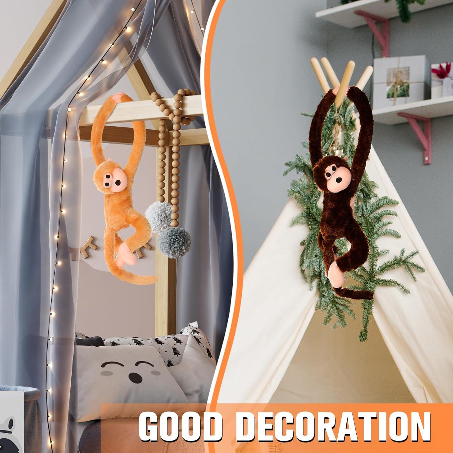 Mono de Peluche Colgante Chivao 50 cm - 2 Pcs Marrón y Caqui