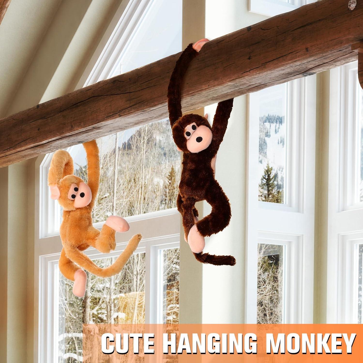 Mono de Peluche Colgante Chivao 50 cm - 2 Pcs Marrón y Caqui