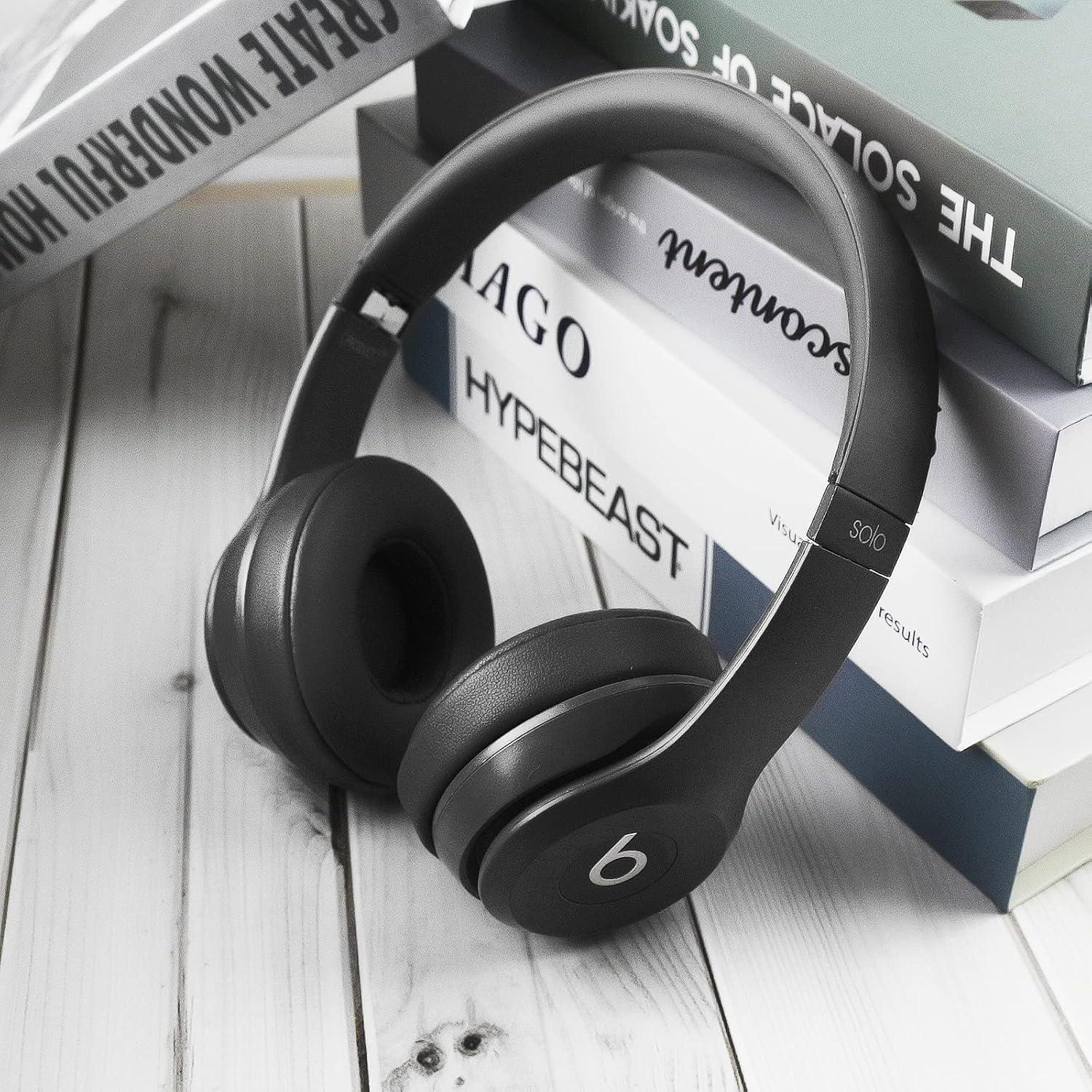 Almohadillas de Reemplazo para Auriculares Beats Solo 2 y 3 - Krone Kalpasmos - Cuero y Espuma Viscoelástica - Negro