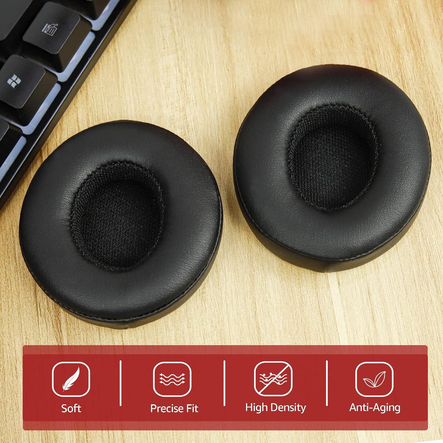 Almohadillas de Reemplazo para Auriculares Beats Solo 2 y 3 - Krone Kalpasmos - Cuero y Espuma Viscoelástica - Negro