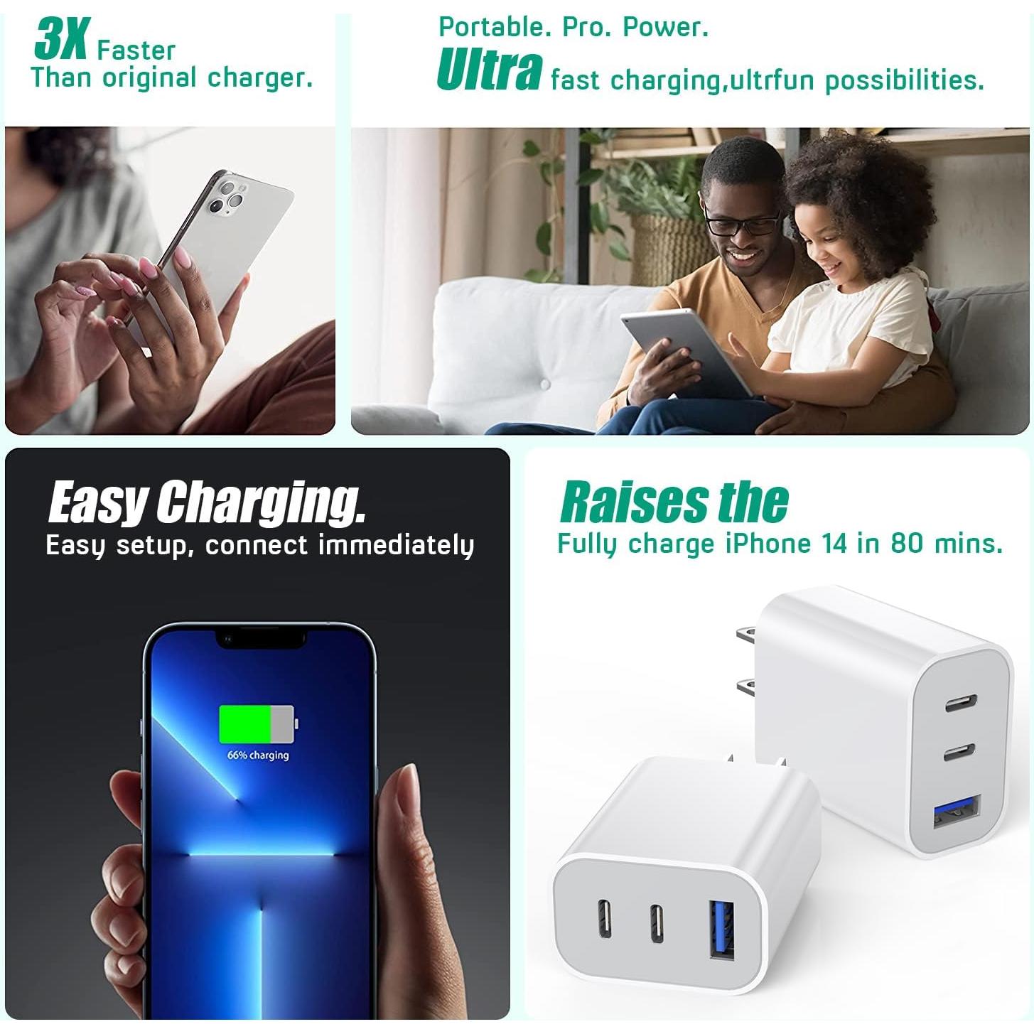 Cargador Rápido 35W Articona 2-Pack USB-C 3 Puertos