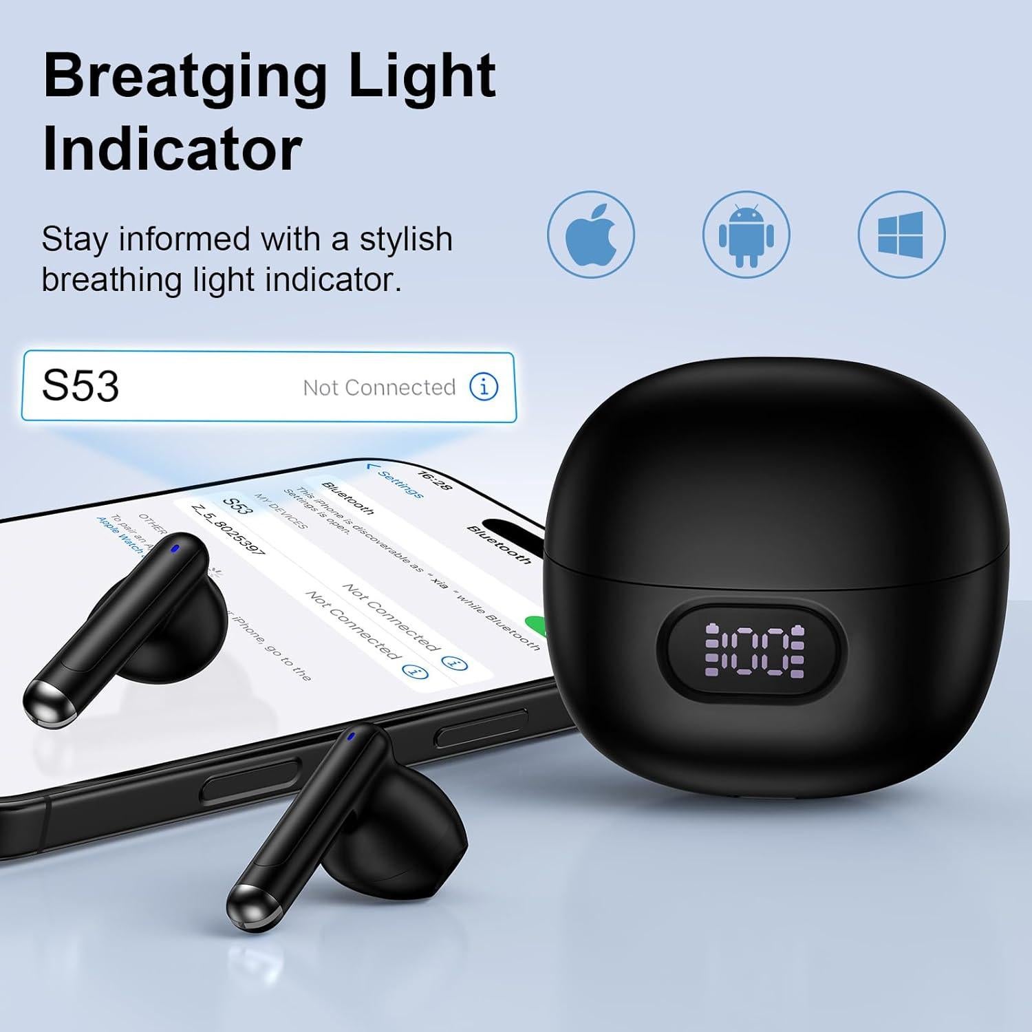 Auriculares Inalámbricos Bluetooth S53 con Graves Profundos 60H