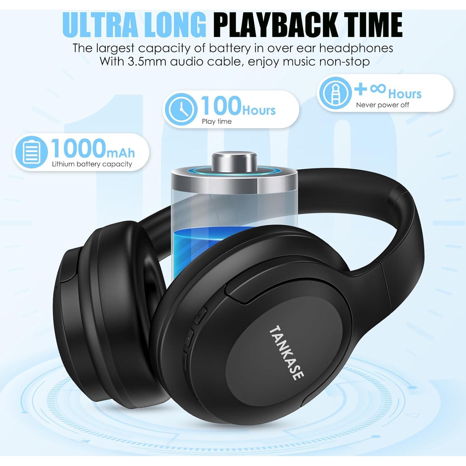 Auriculares Inalámbricos TANKASE DJ16 con ANC, 100h Batería