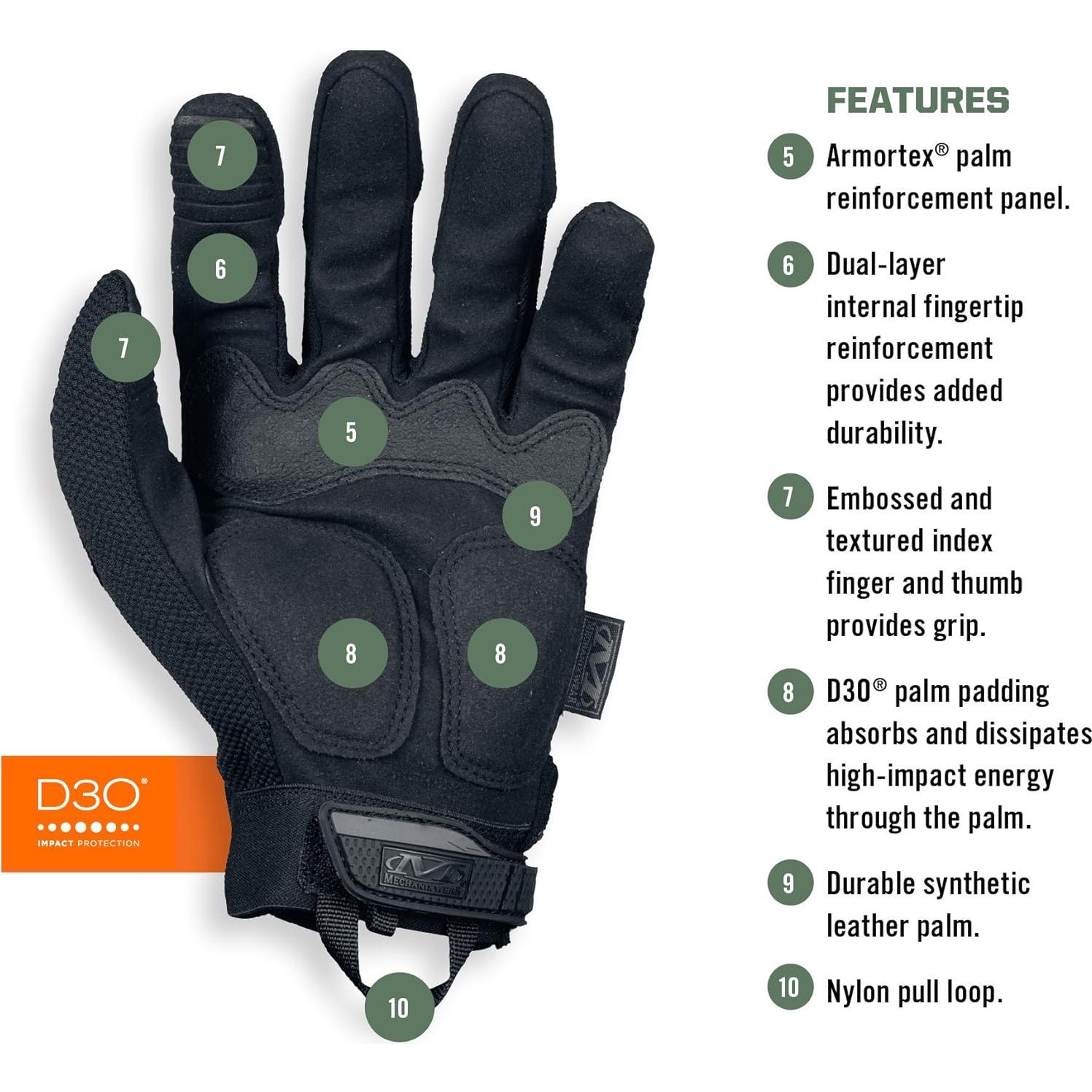 Guantes Tácticos Mechanix Wear M-Pact Covert Negros Medianos