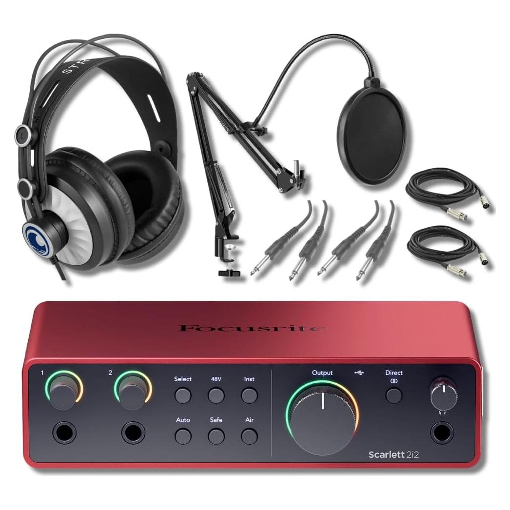 Focusrite Scarlett 2i2 4G + Auriculares StreamEye CANS50 + Brazo