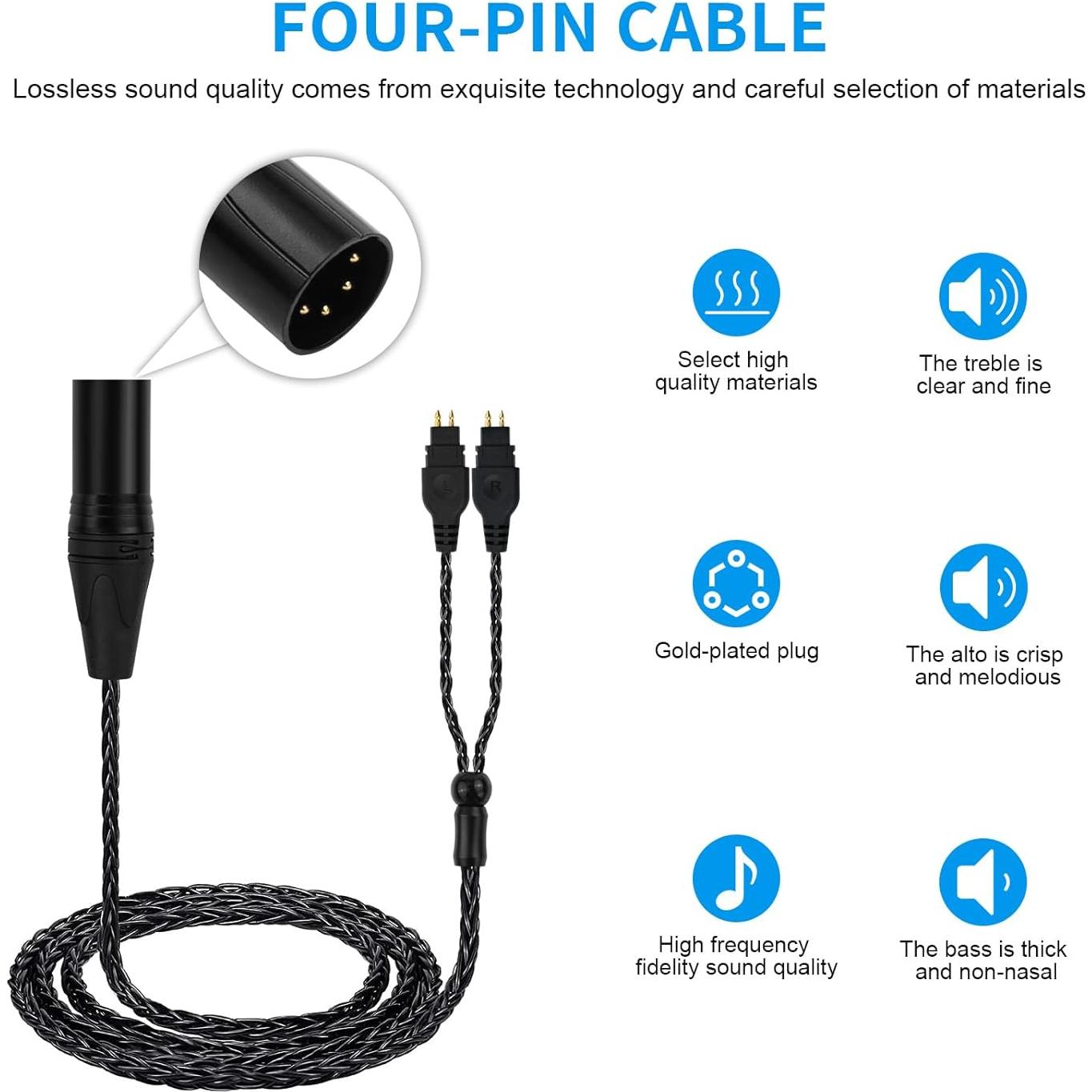 Cable de audio equilibrado Toxaoii 1.98m XLR 4 pines Sennheiser