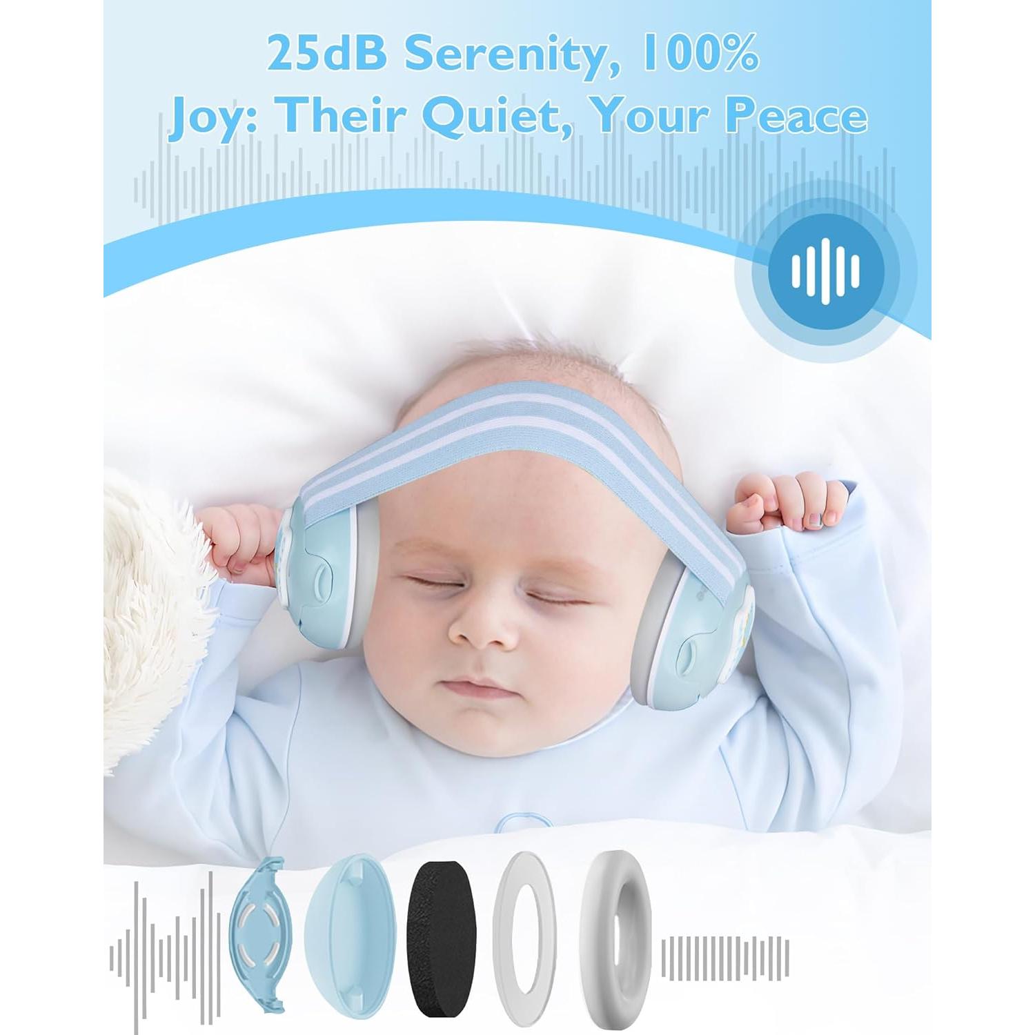 Auriculares para Bebés 2 en 1 Reducción de Ruido Azul