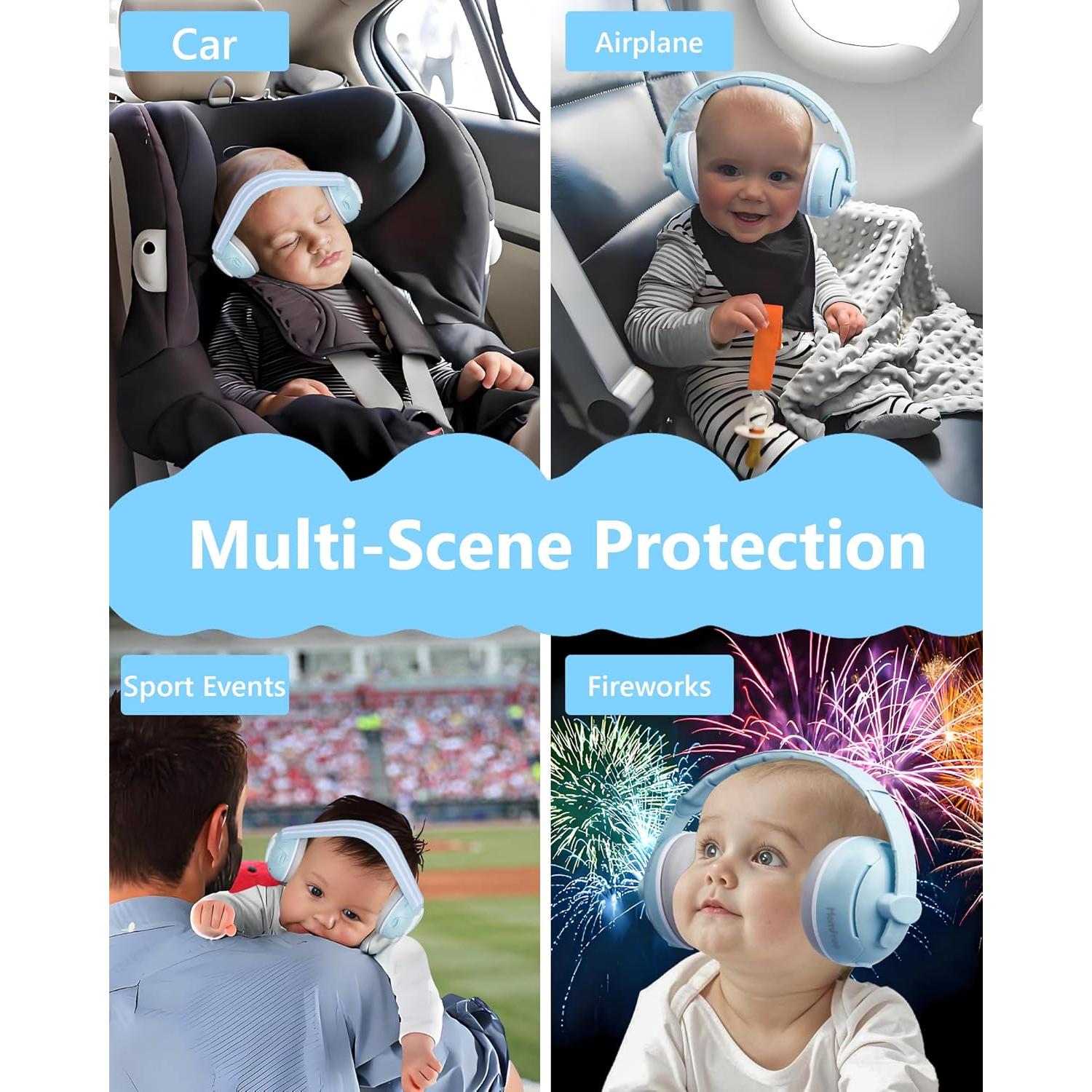 Auriculares para Bebés 2 en 1 Reducción de Ruido Azul