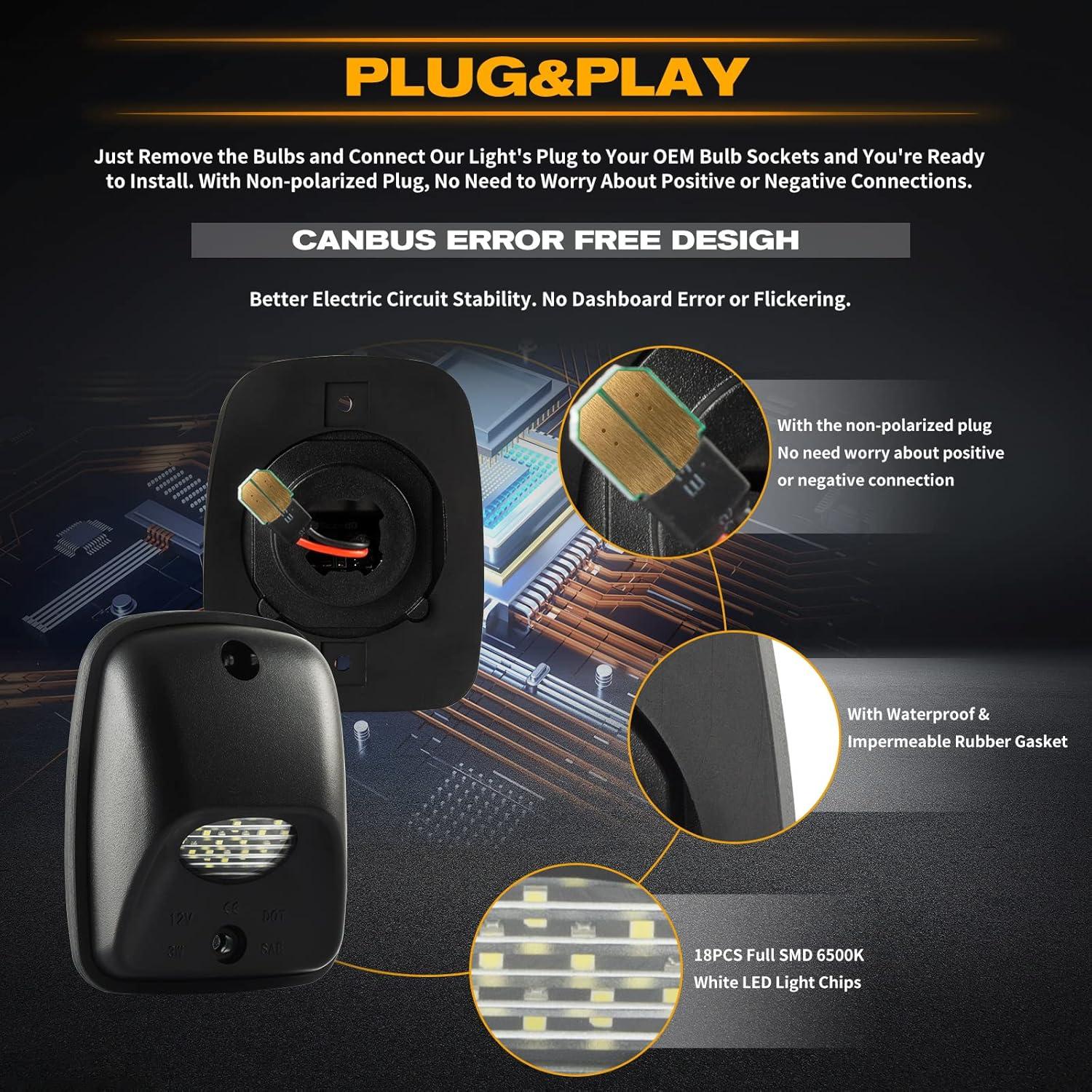 Luz de Placa LED Gempro para Toyota Tacoma 1995-2004 6500K