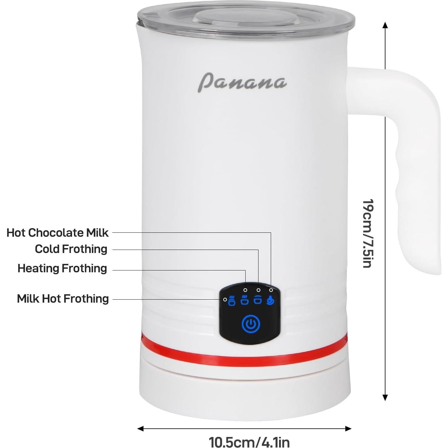 Espumador de Leche Eléctrico Panana 430ml 4 en 1 Blanco