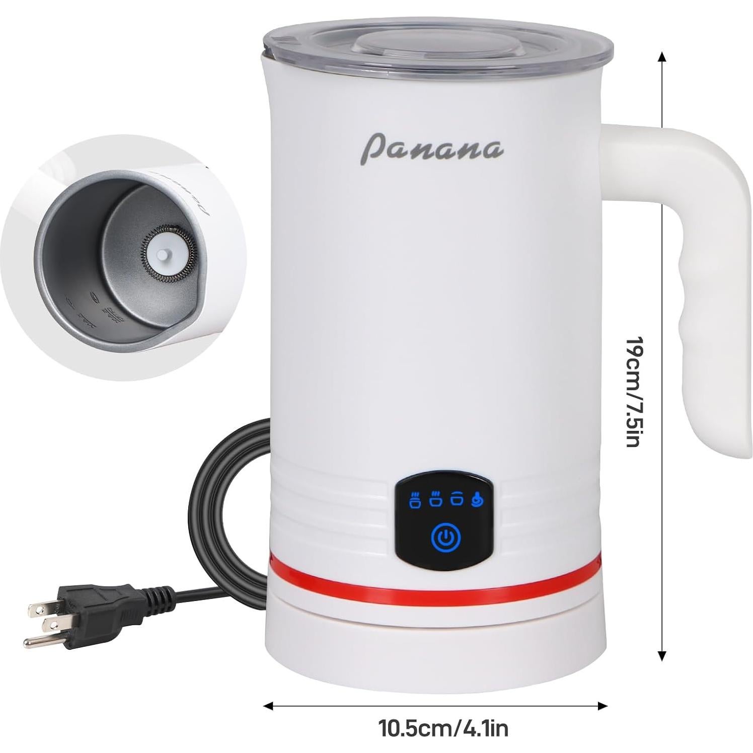 Espumador de Leche Eléctrico Panana 430ml 4 en 1 Blanco