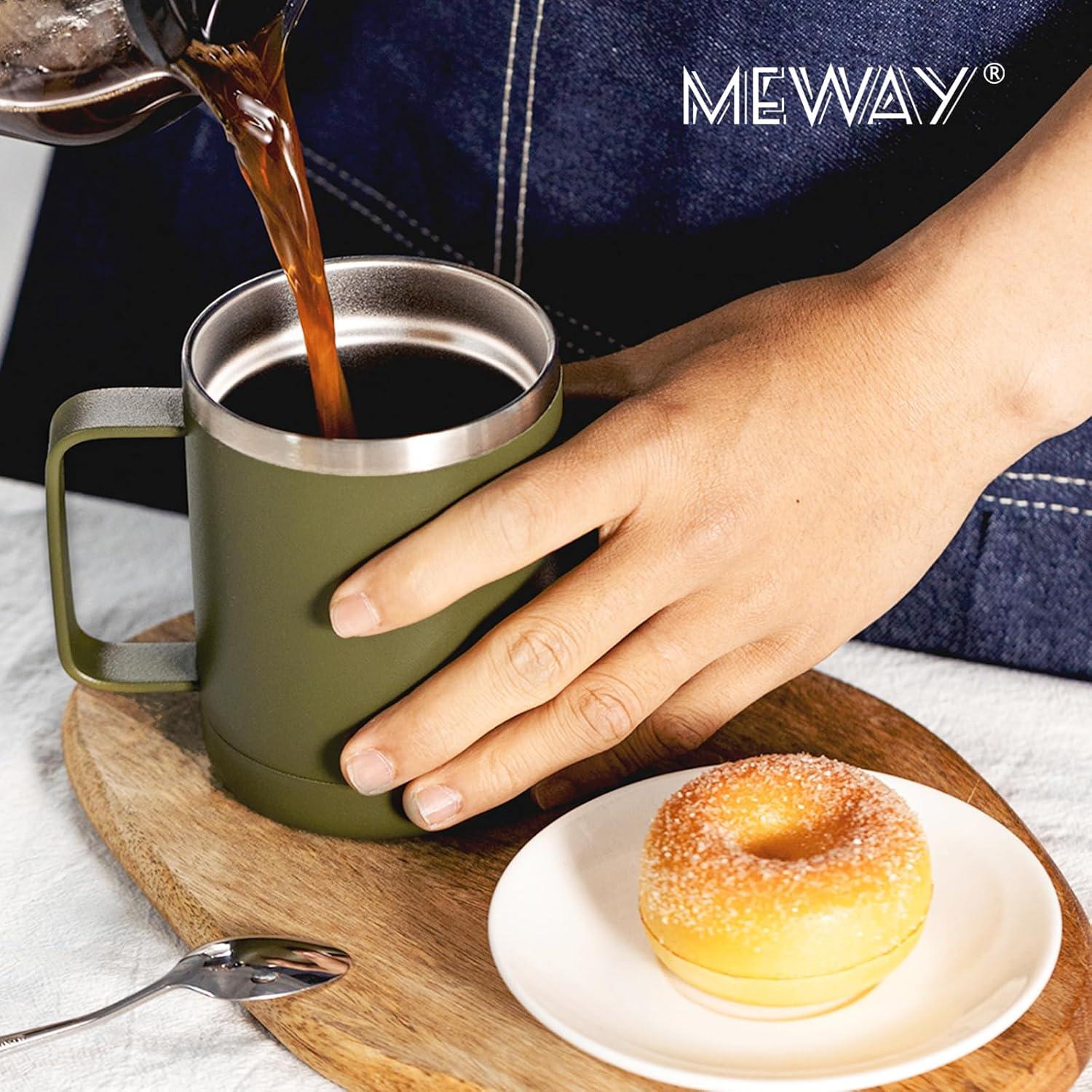 Taza de Café Aislada MEWAY 340g Verde Militar Doble Pared