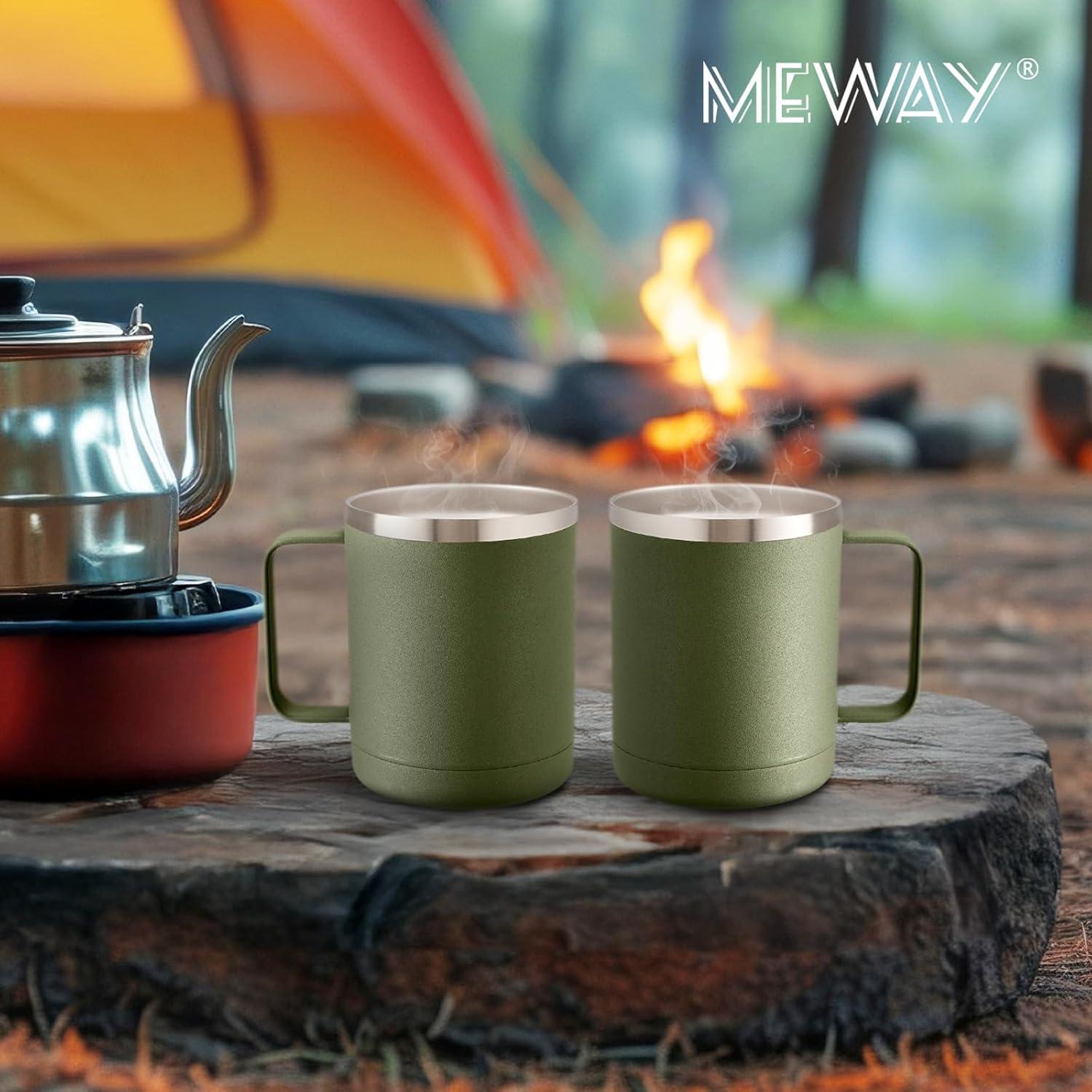 Taza de Café Aislada MEWAY 340g Verde Militar Doble Pared