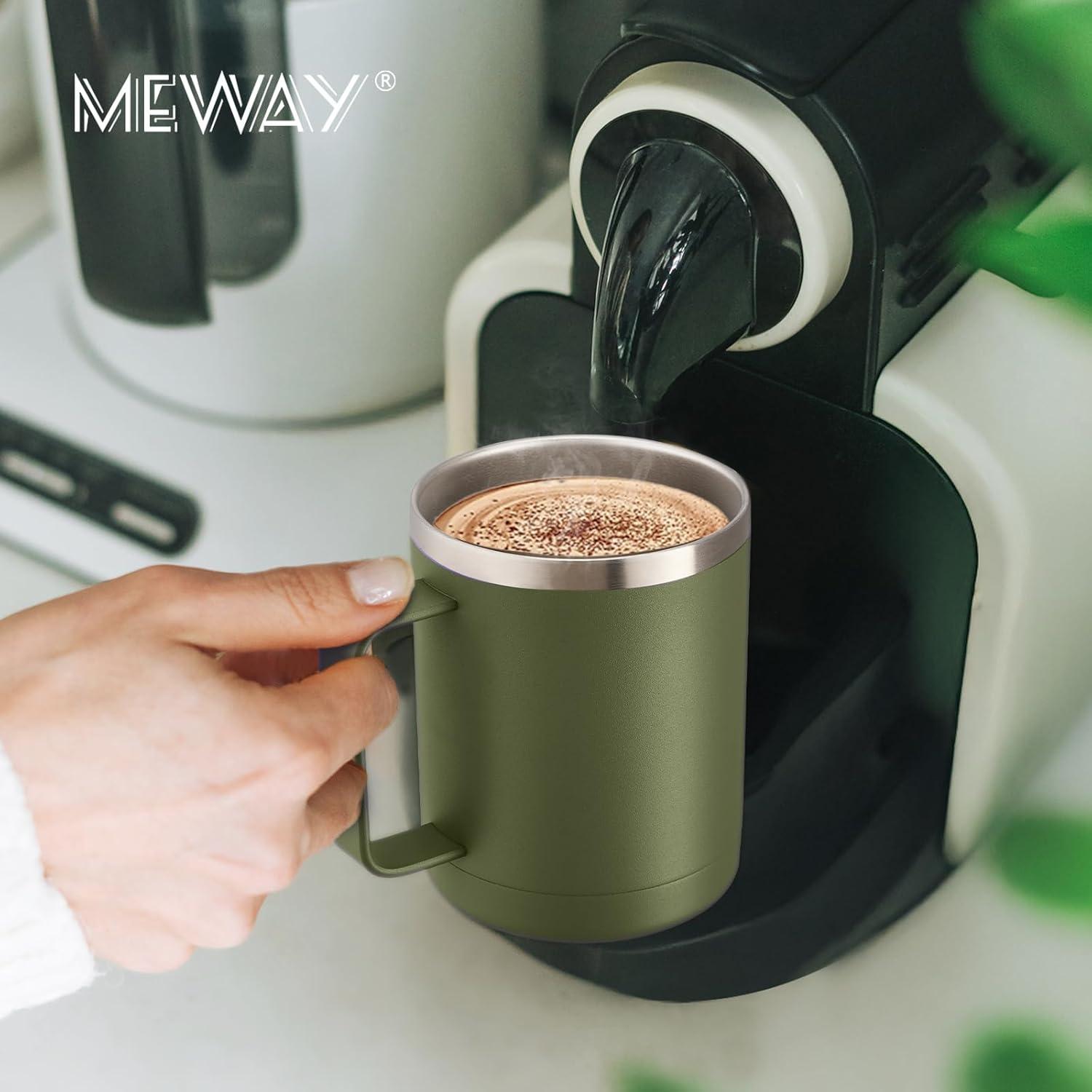 Taza de Café Aislada MEWAY 340g Verde Militar Doble Pared