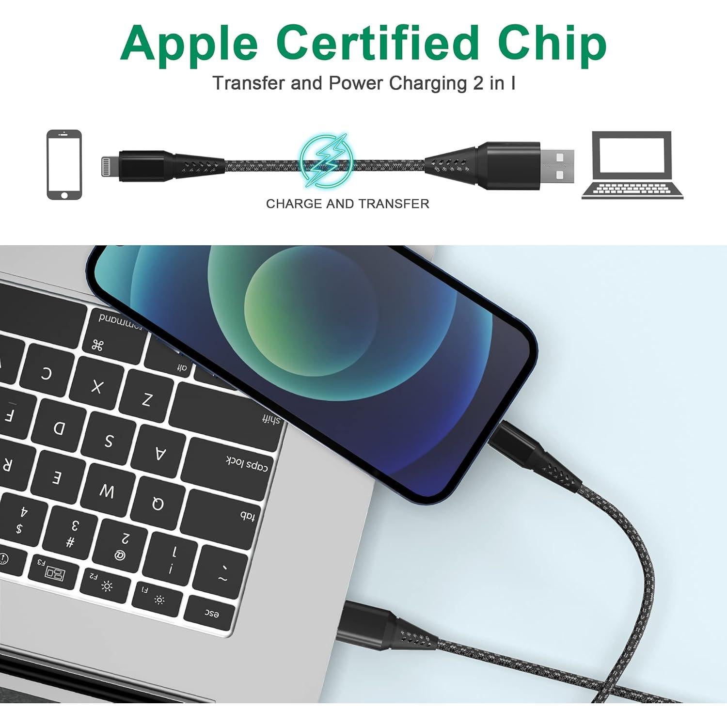 Cable de Carga Rápida 6M Bawanfa USB a Lightning Negro