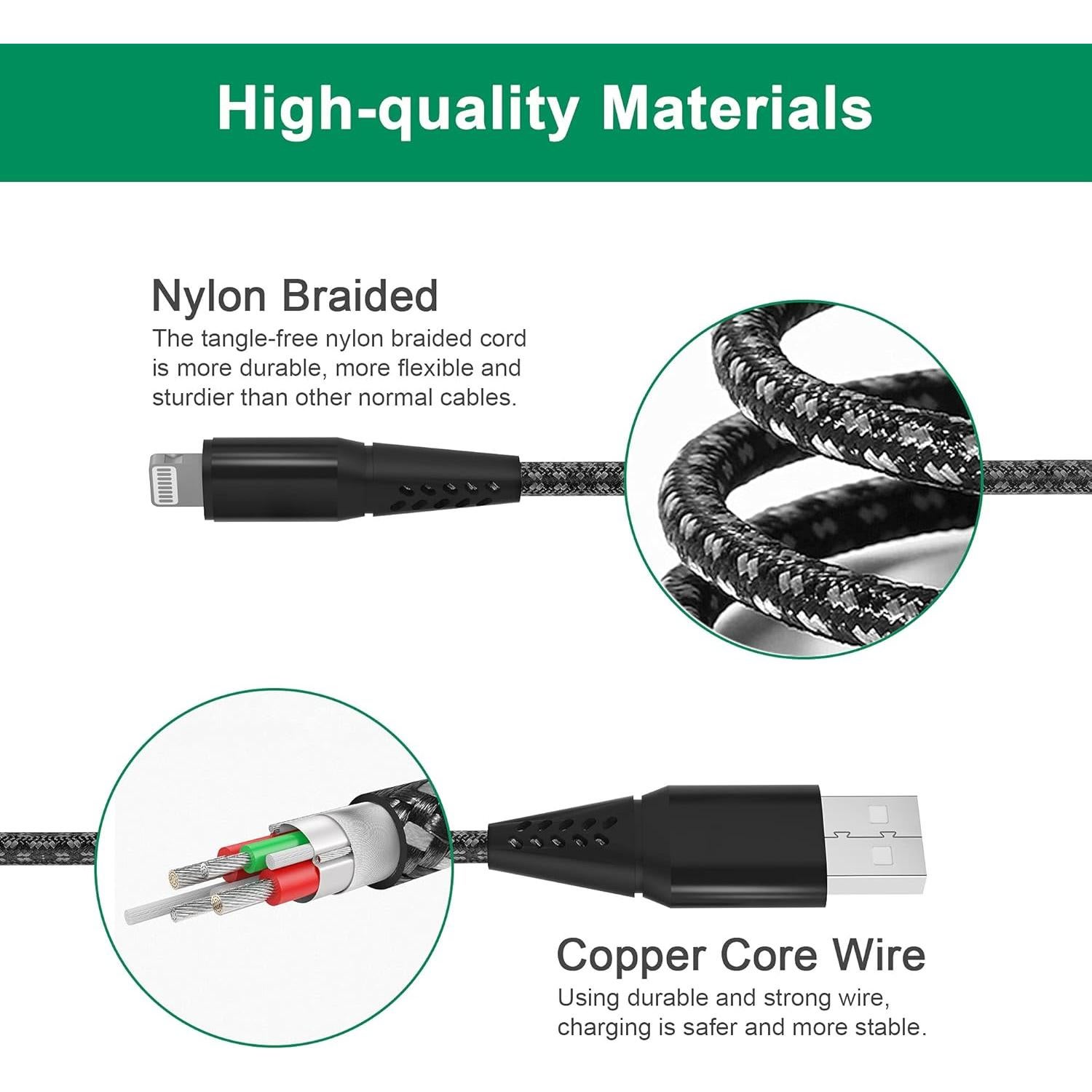 Cable de Carga Rápida 6M Bawanfa USB a Lightning Negro