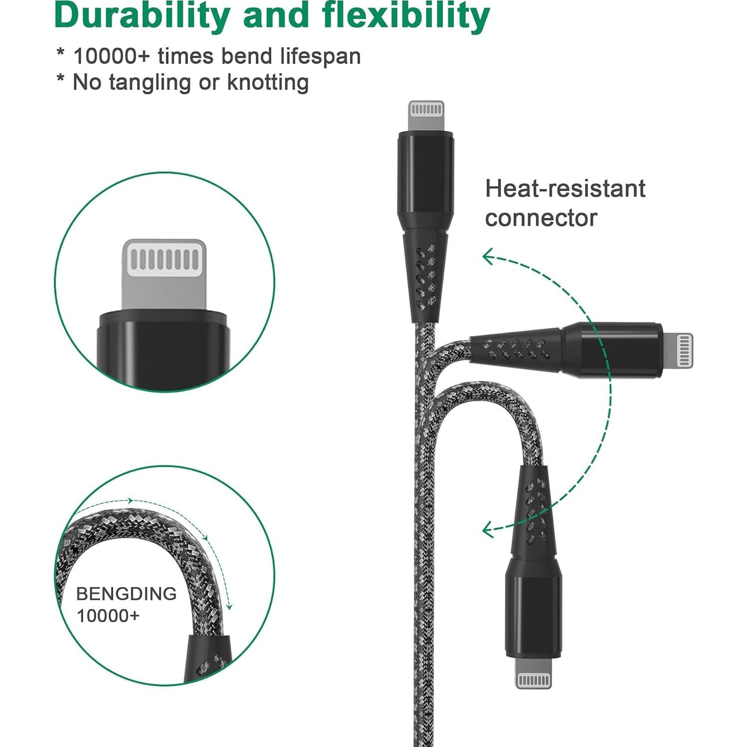 Cable de Carga Rápida 6M Bawanfa USB a Lightning Negro