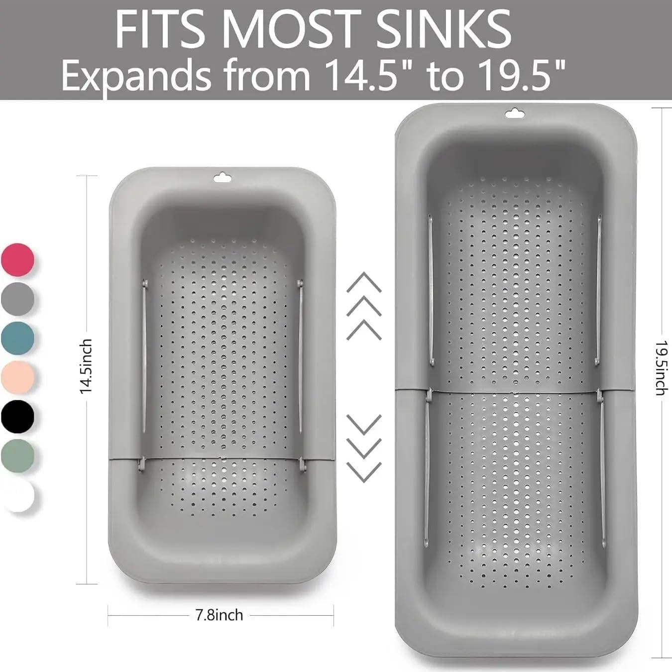 Colador extensible PUPZY para fregadero 49.5x20.3 cm Rosa