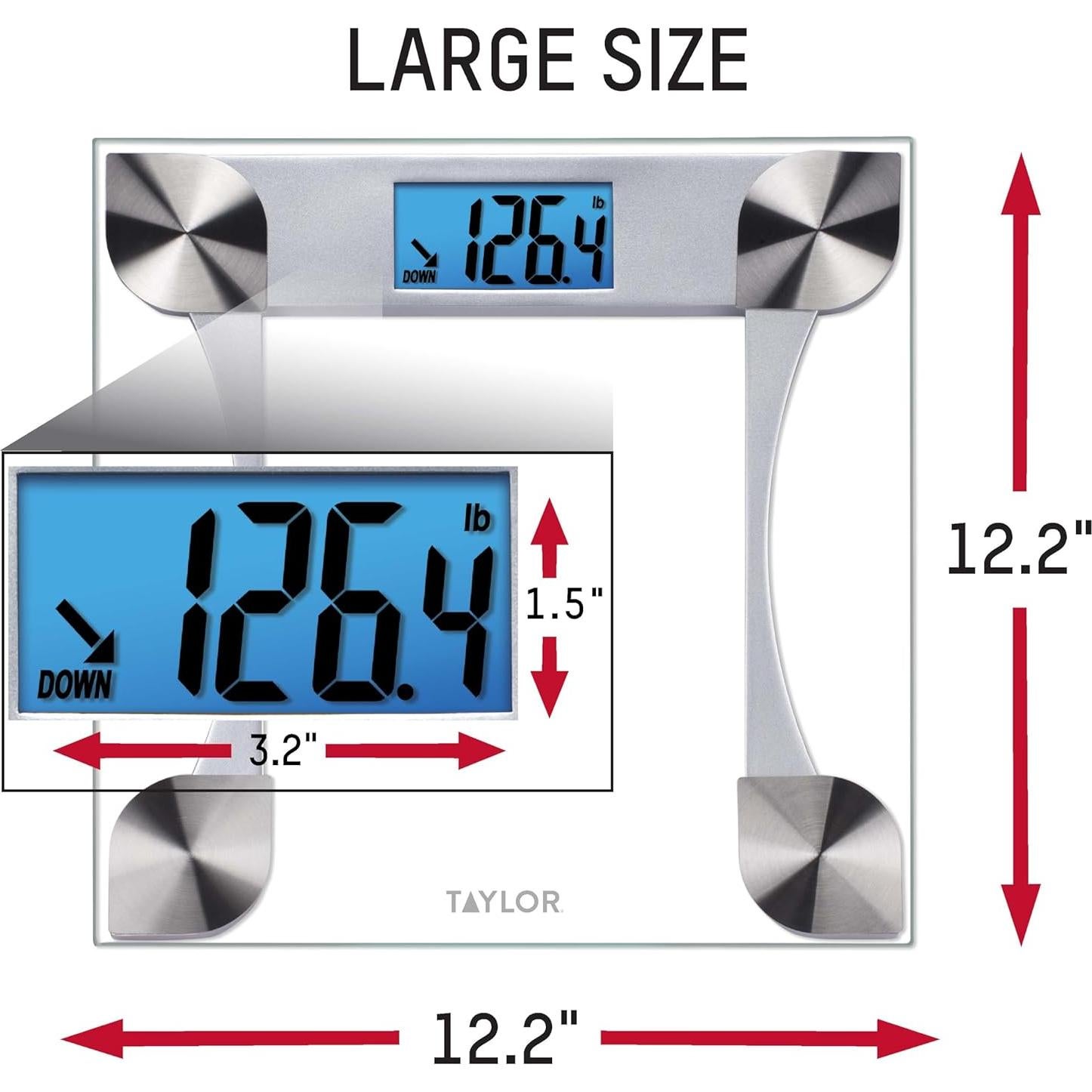 Escala Digital de Vidrio Taylor 200 kg, Pantalla LCD, Transparente
