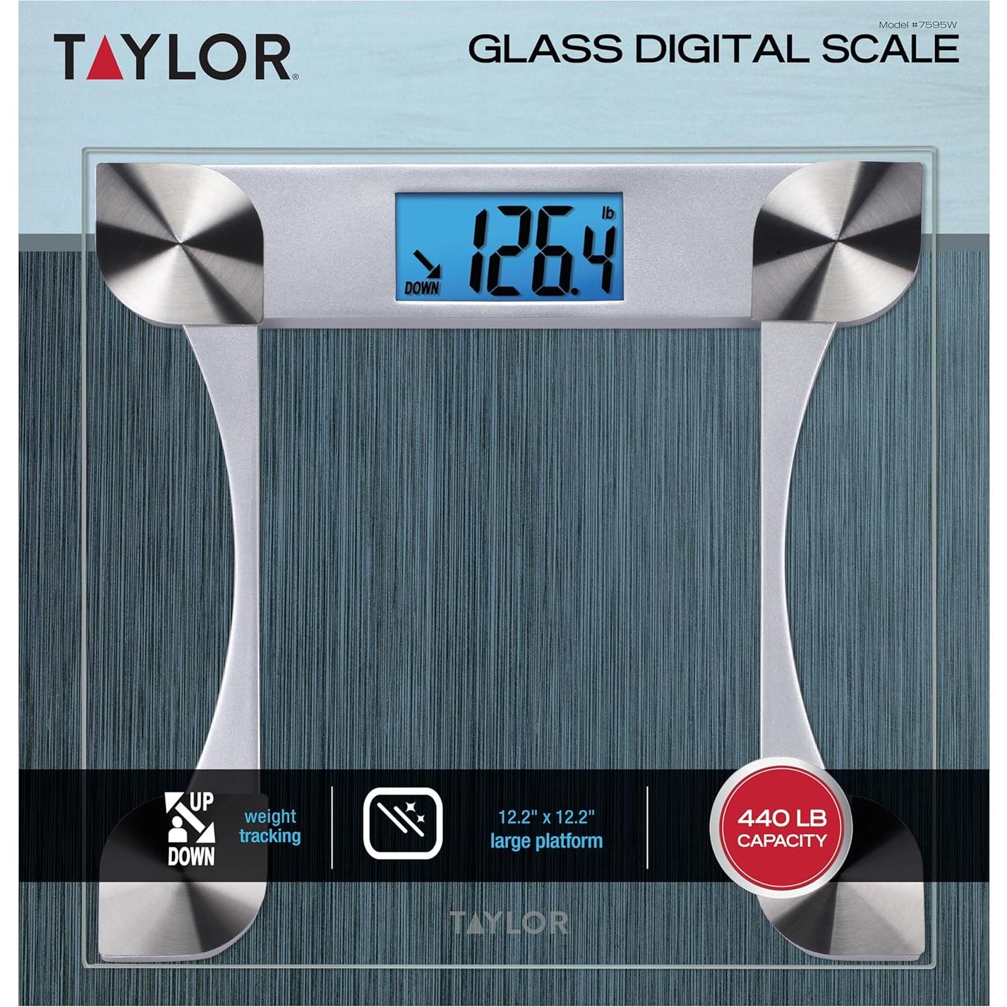 Escala Digital de Vidrio Taylor 200 kg, Pantalla LCD, Transparente