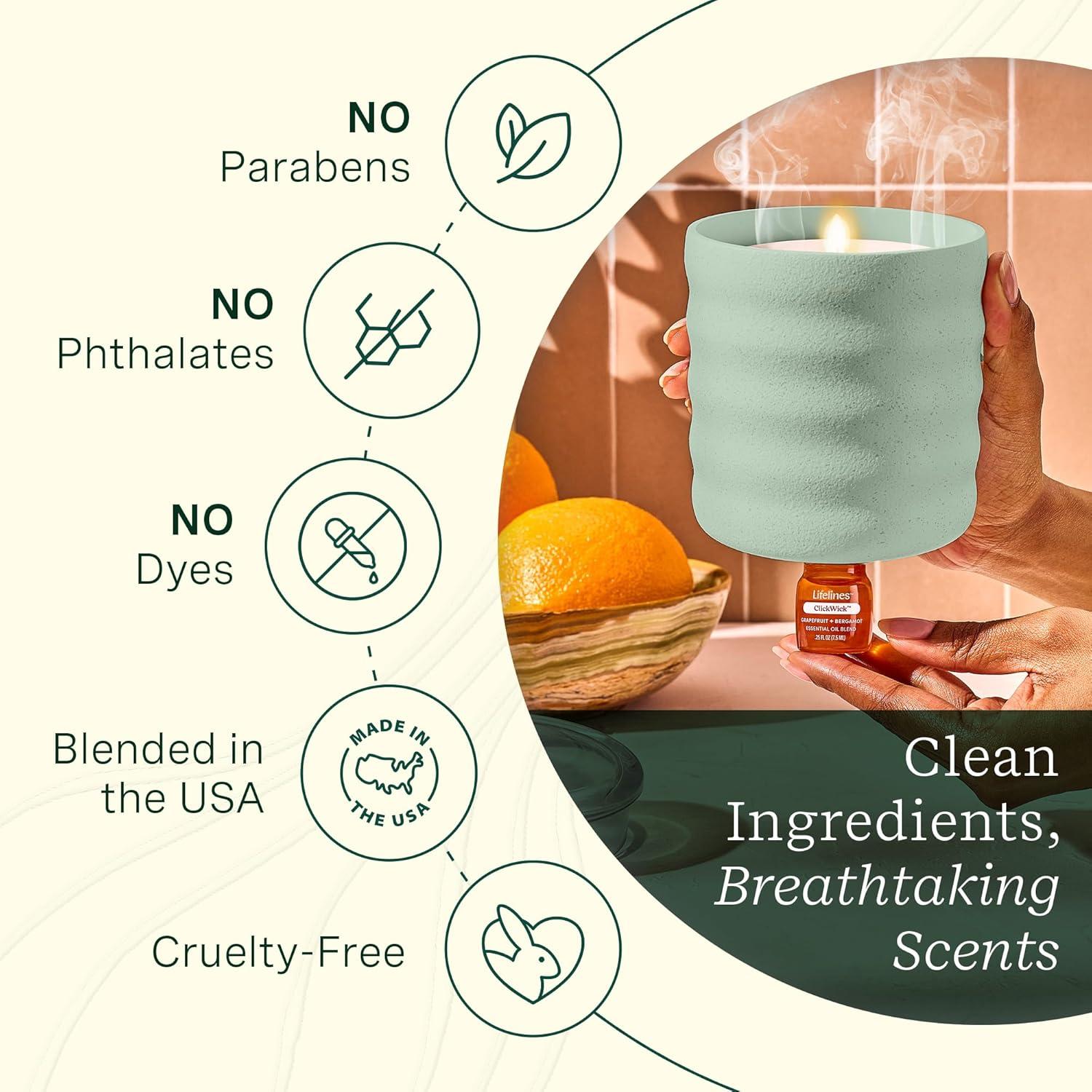 ClickWick Aceites Esenciales Grove Cítrico 3 Paquetes 200h